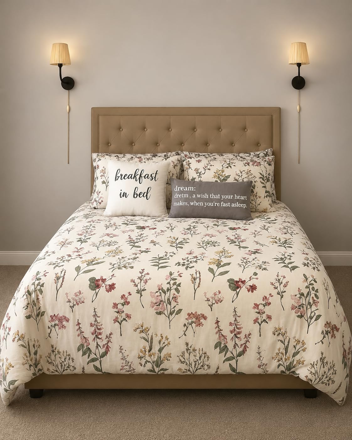 OAITE Queen Duvet Cover Set 3pcs 100% Cotton Wildflower Botanical customer photo 2