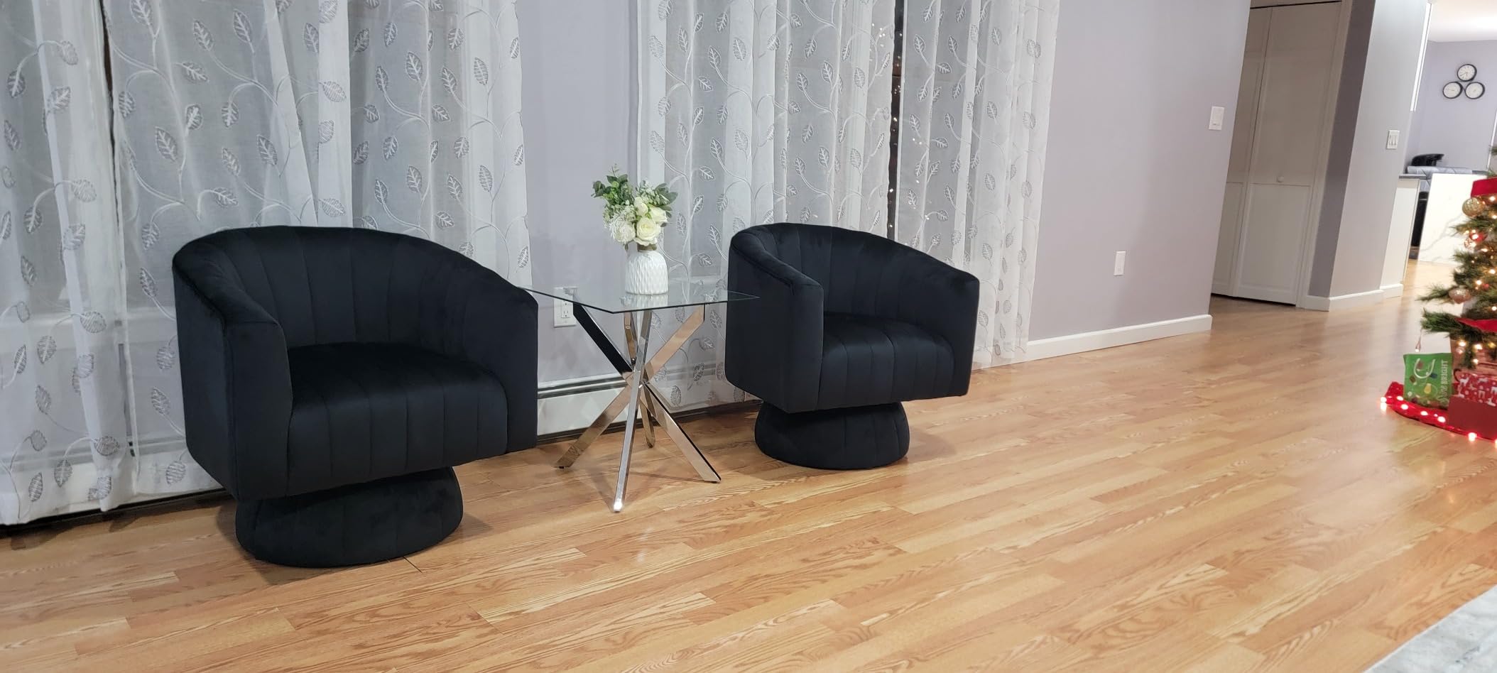 Kromax Swivel Accent Chair, Modern 360 Degree Swivel Barrel Chair, Beige | Mid Century Overstuffed Tufted Velvet Chair with Armrest, Comfy Round Armchair, Ideal for Living Room, Bedroom, Reading Room customer photo 2