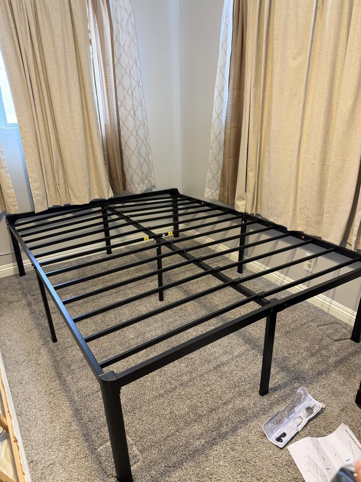 Superay 20 Inch Queen Size Metal Platform Bed Frame with Round Corners Leg | Storage Space Under High Bed Frame, Heavy Duty Steel Slats Support, Noise Free, Easy Assembly, No Box Spring Needed, Black customer photo 1