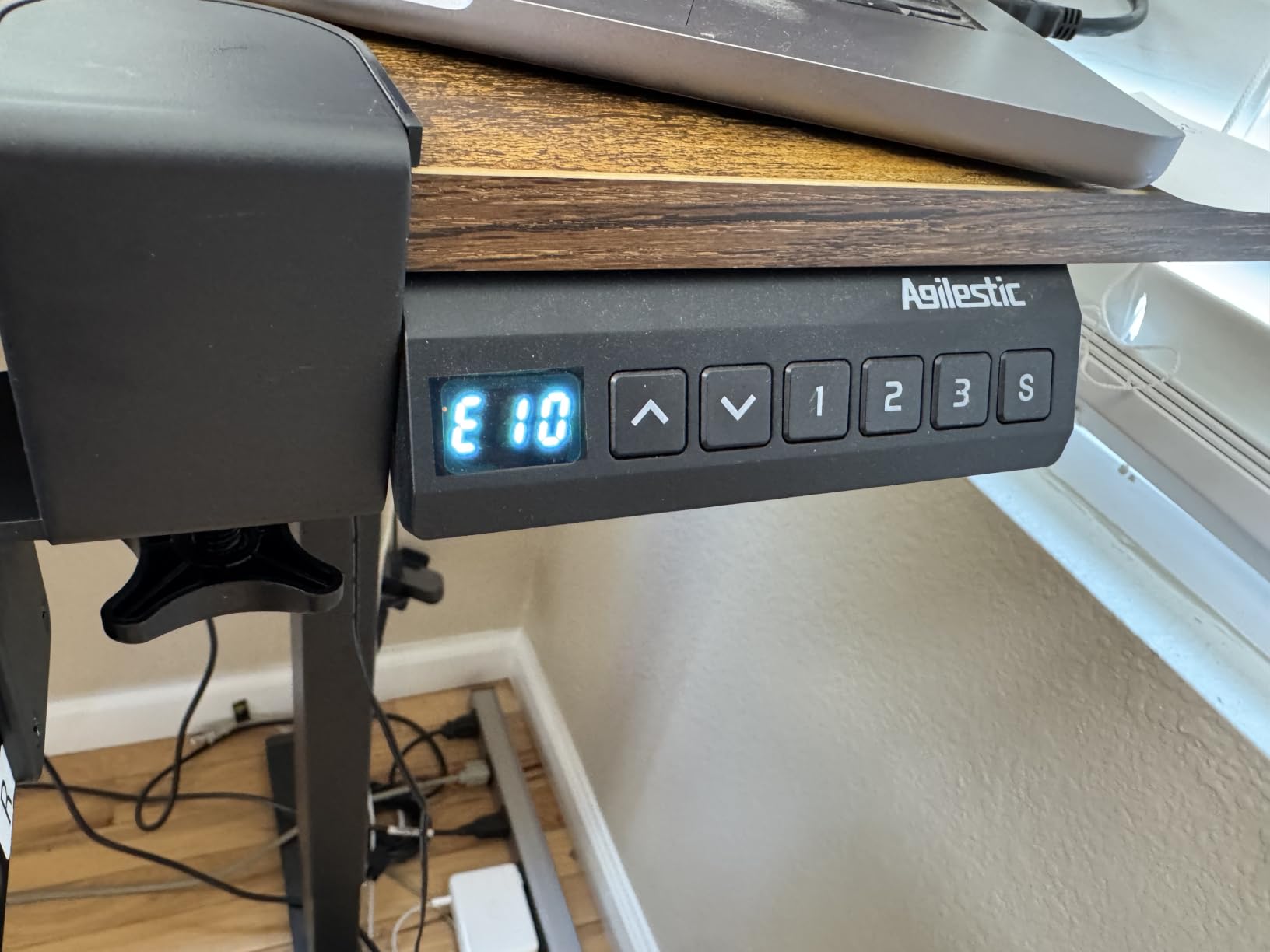 Agilestic 63 Inch L Shaped Electric Standing Desk with Drawer, Dark Walnut customer photo 2