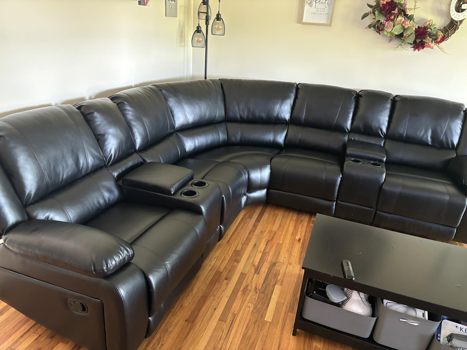 L-Shaped Manual Reclining Sectional Sofa for Living Room customer photo 2