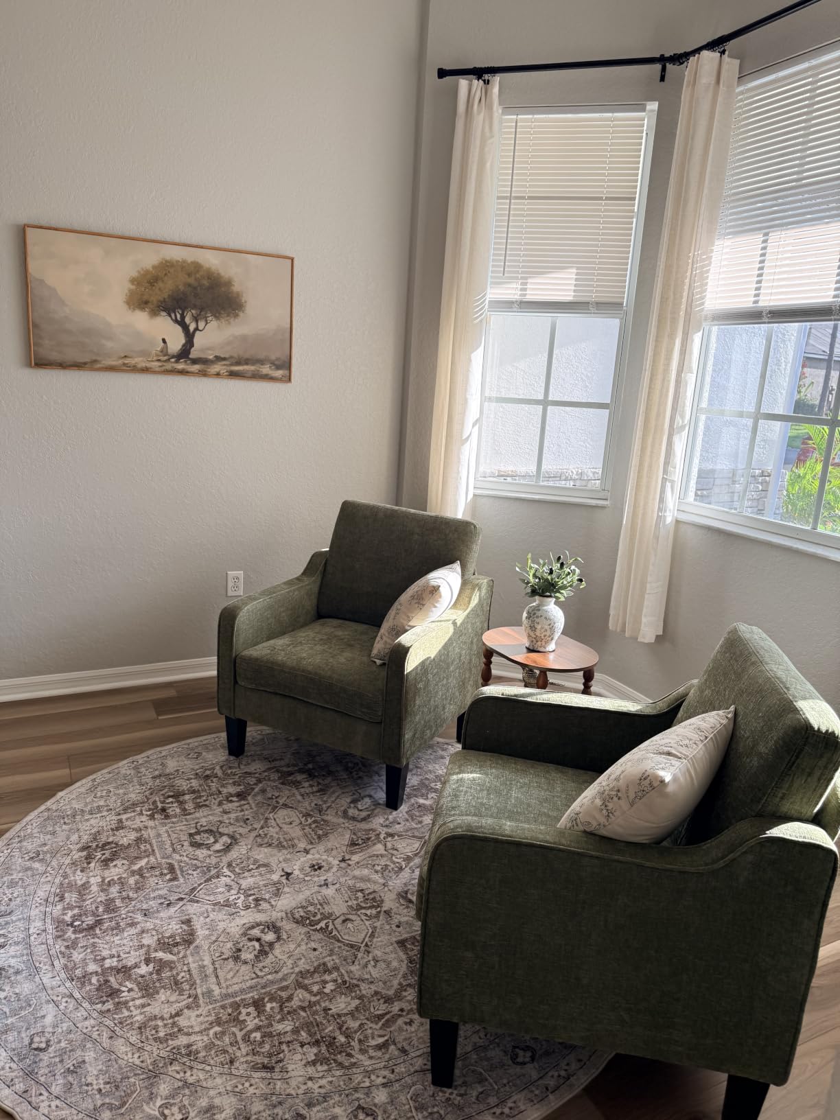 VINGLI Olive Green Accent Chair, Upholstered Armchair for Living Room customer photo 1