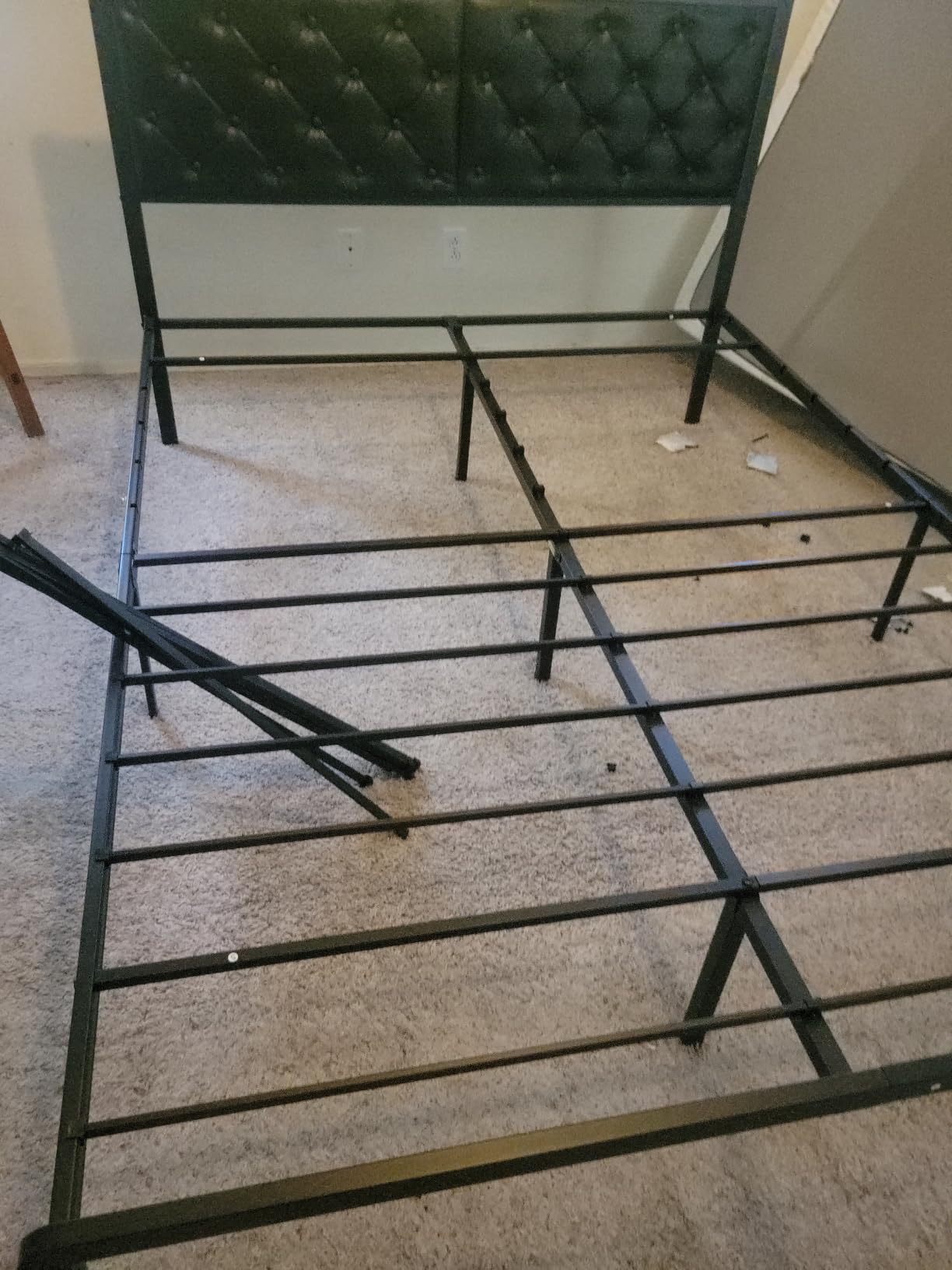 Fluest Queen Bed Frame with Headboard PU Leather Upholstered Bed Frame Platform, All Metal Slats Support Platform Bed Frame with Storage Space, Easy Assembly, Noise Free, No Box Spring Needed, Black customer photo 1
