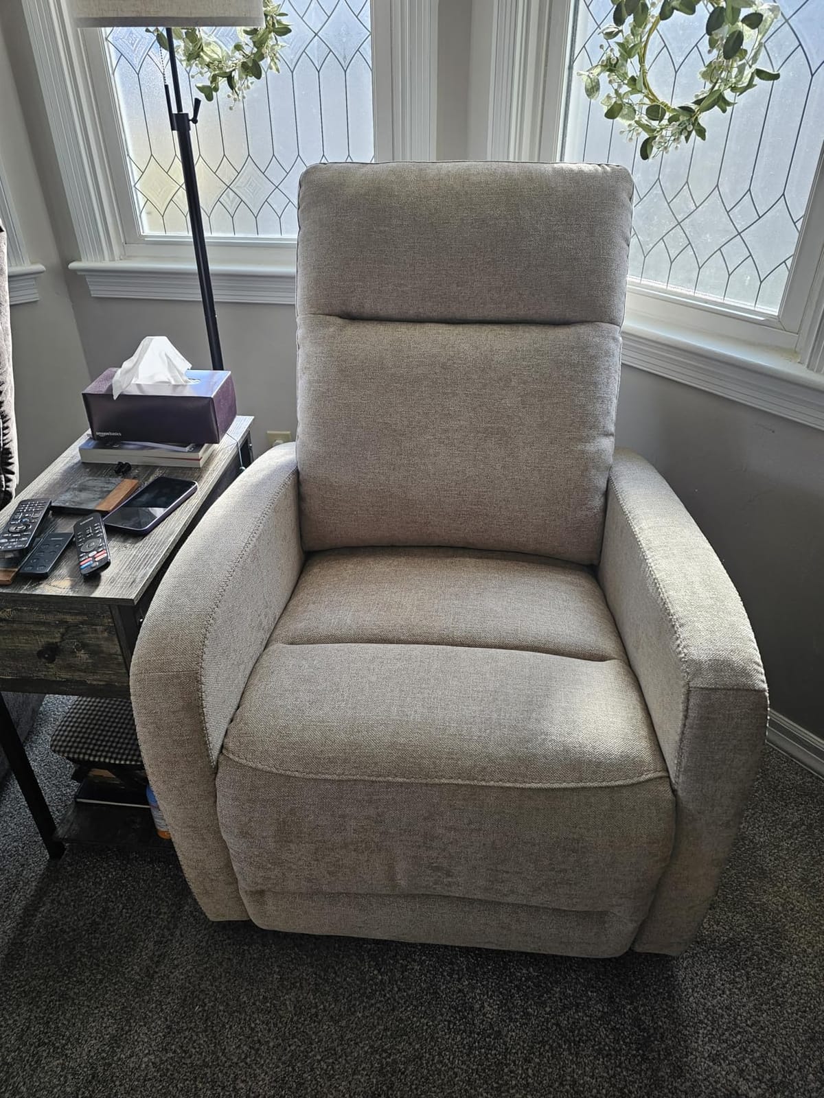 Watson & Whitely Zero Wall Recliners with Power Headrest, Fabric Khaki customer photo 2