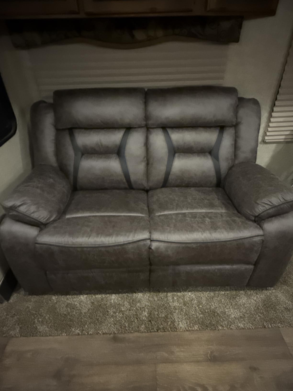 EBELLO Faux Leather Manual Recliner Chair, Modern Design Single Reclining Sofa Chair with Comfortable Armrest and Backrest, Furniture for Living Room, Bedroom, Brown customer photo 1