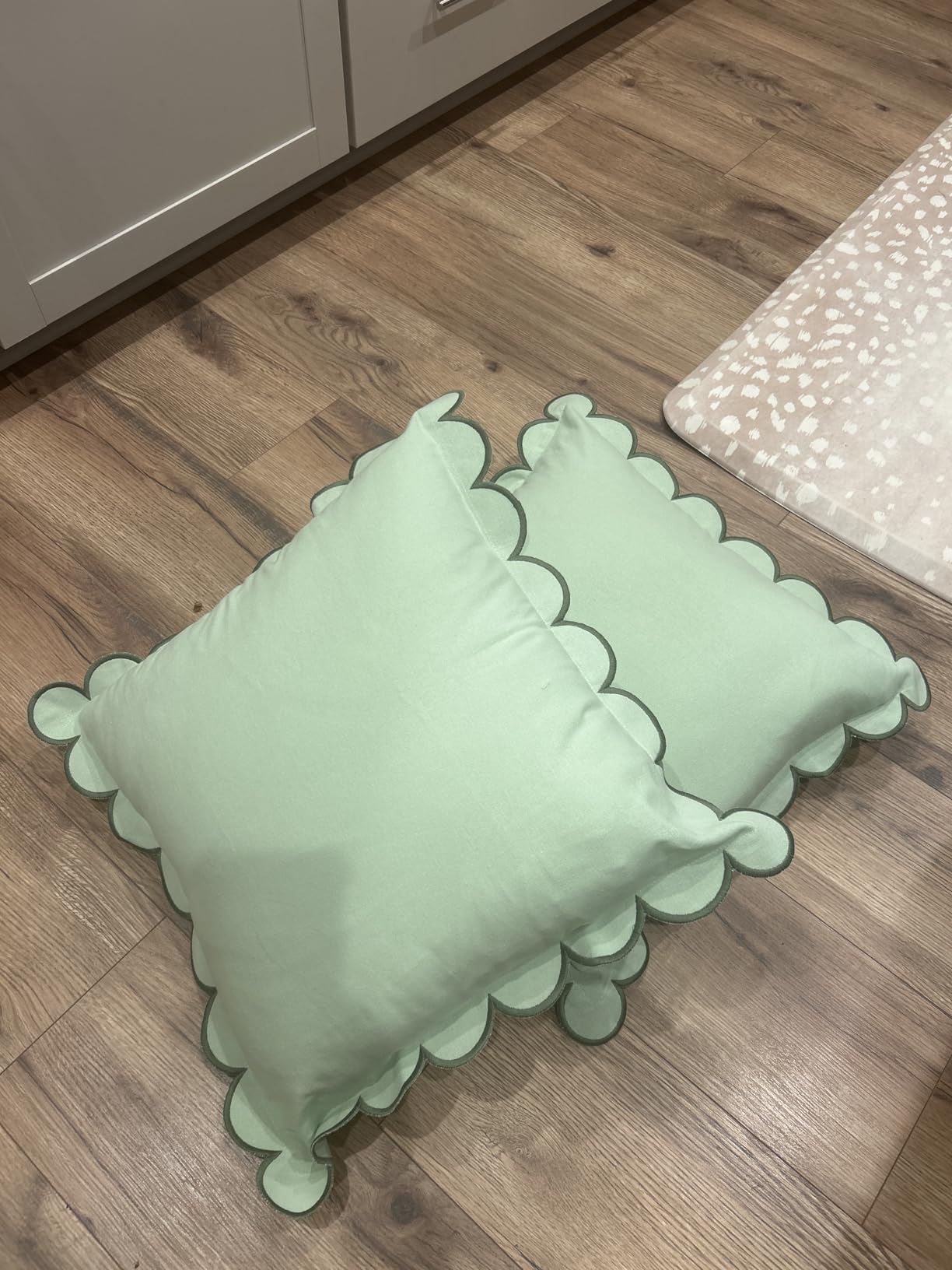 BEBE BASK Scalloped Pillow Cover Set of 2, 18x18, Cotton - Sky Blue/White customer photo 2