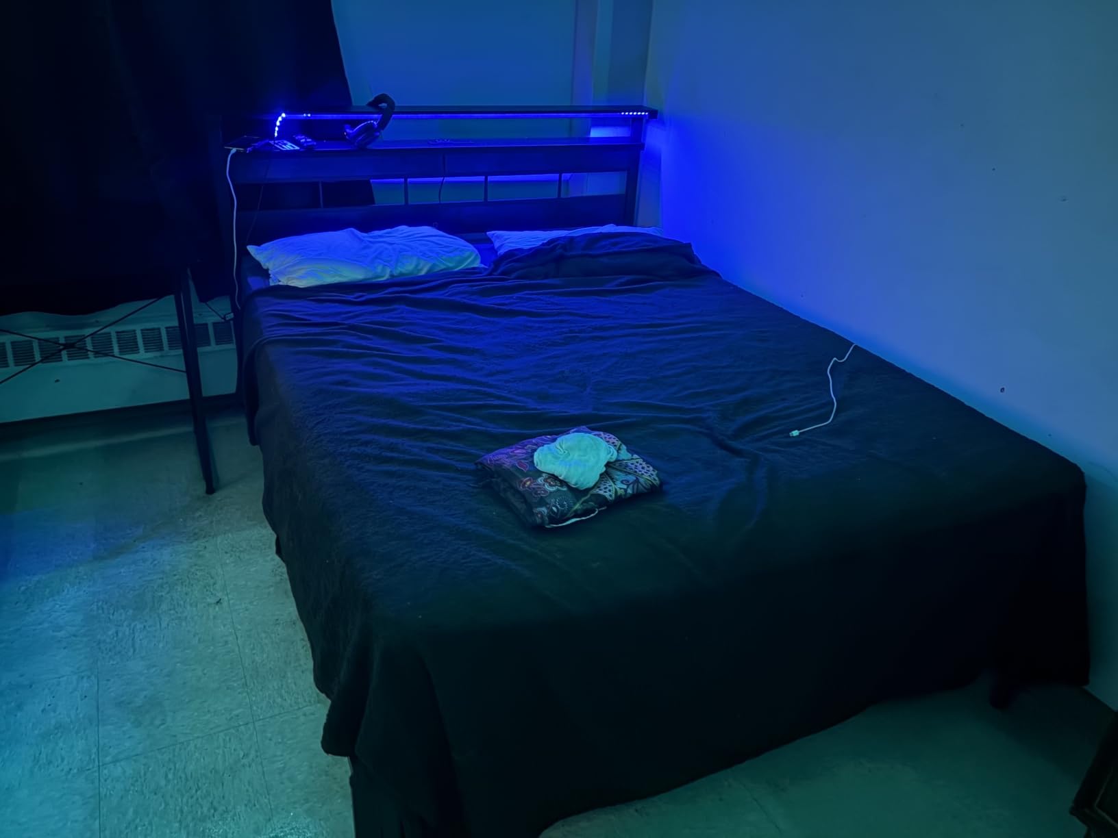 Furnulem Twin Bed Frames with Charging Station and LED Lights, Black Oak customer photo 2