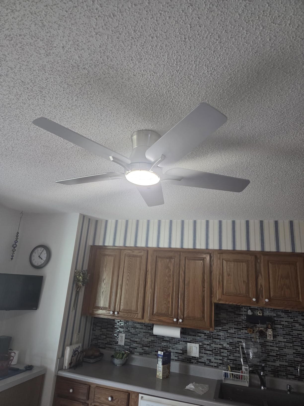 POCHFAN 52 Inch Ceiling Fans with Lights and Remote, Brushed Nickel Flush Mount Low Profile Ceiling Fan for Bedroom, Living Room, Patio, Dimmable 6 Speeds Noiseless, ETL Listed customer photo 1