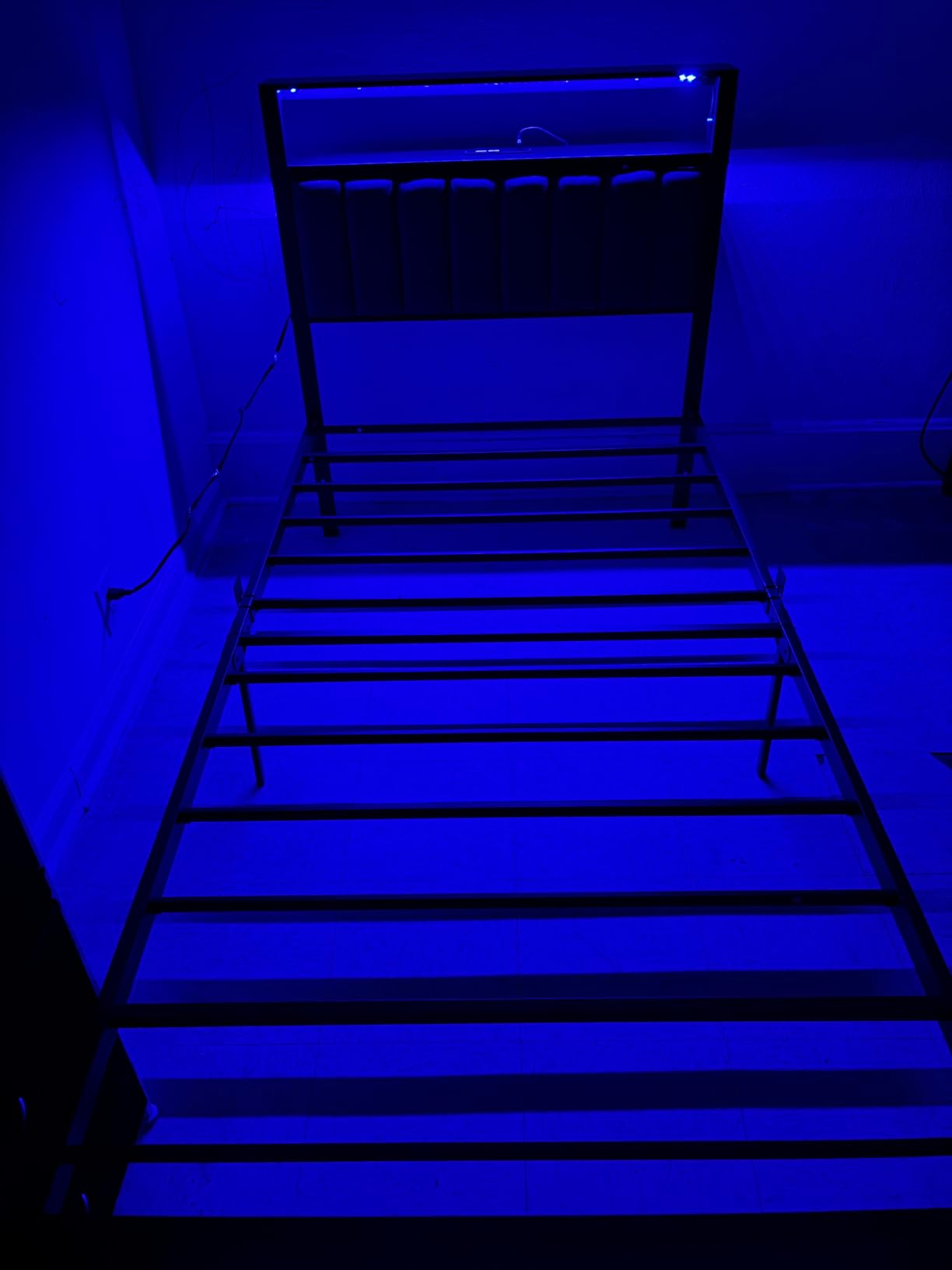 Furnulem Full Size Bed Frame with Charging Station and LED Lights customer photo 2