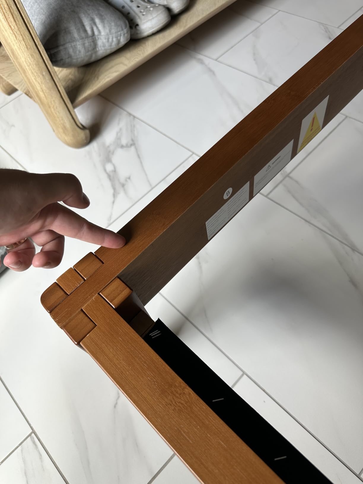 Merax Queen Size Bamboo Platform Bed Frame with Tall Headboard, Brown | Mid-Century Modern Solid Bedframe Queen-Size, Wood Slat Support, No Box Spring Needed, Easy Assembly, Noise Free customer photo 2