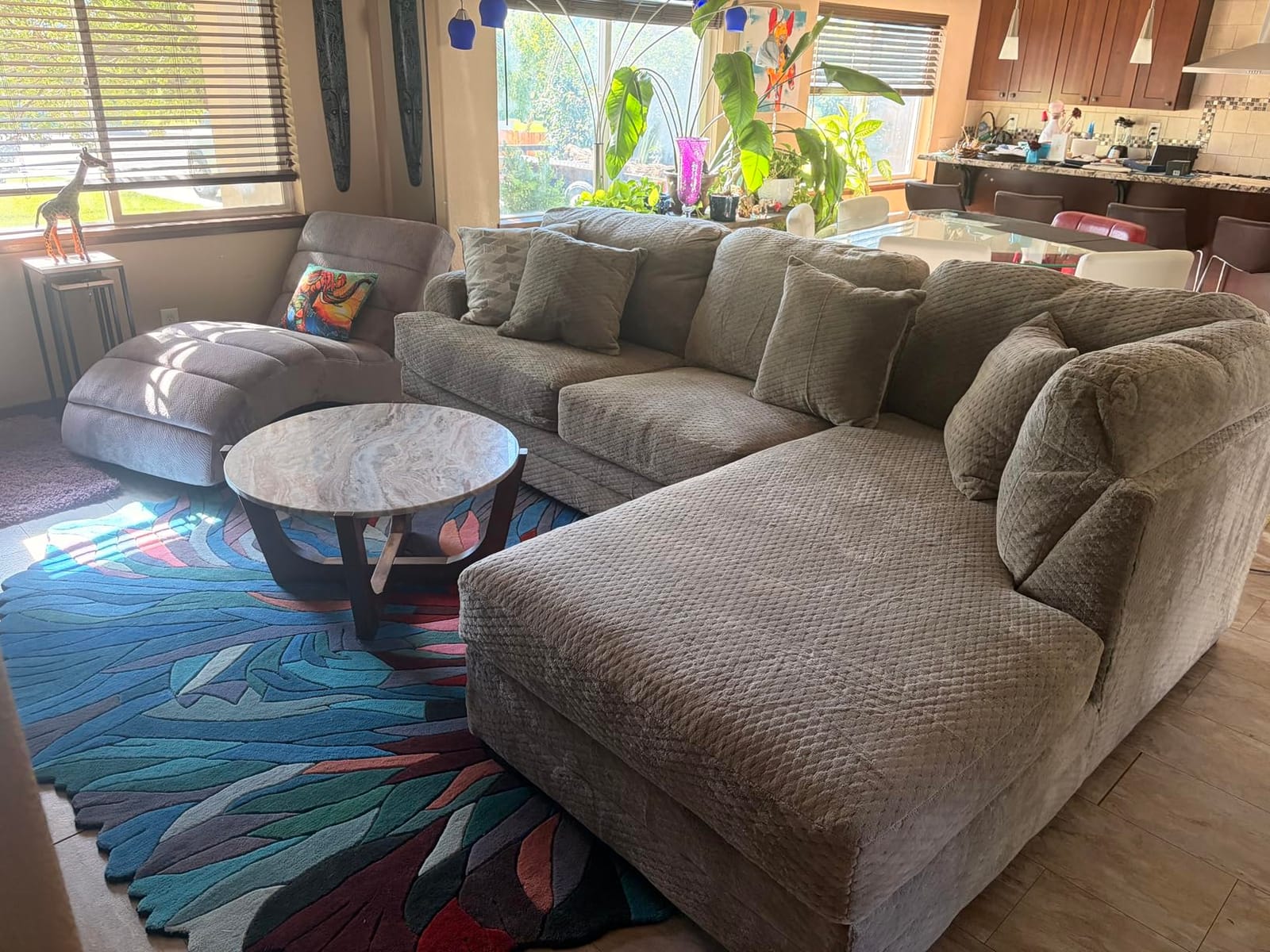 Restoration and Renovation Handmade Irregular Shape Wool Area Rug | Unique Contemporary Botanical Design, Thick & Soft Carpet | Perfect for Living Room, Bedroom Decor (Multi, 5' x 7') customer photo 2