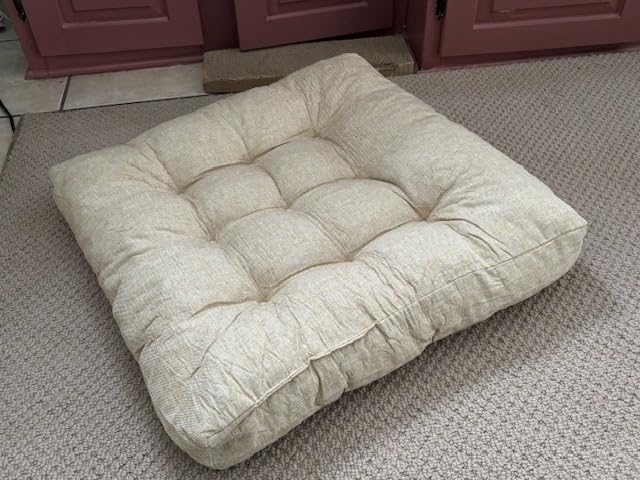 Meditation Floor Cushions, Thickened Floor Pillow for Adults, Large Square Pillows Seat Cushion for Tatami Living Room Yoga, Memory Sponge Block Added, 22x22 Inch, Grey customer photo 2