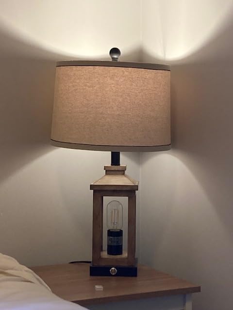 G-SAFAVA 25'' Table Lamp for Living Room Bedroom Farmhouse Metal Lamps with 2 USB Ports, Built-in Frosted Glass Night Light Vintage Industrial Nightstand Bedside End Lamp, 2 Bulbs Included, Bronze customer photo 1