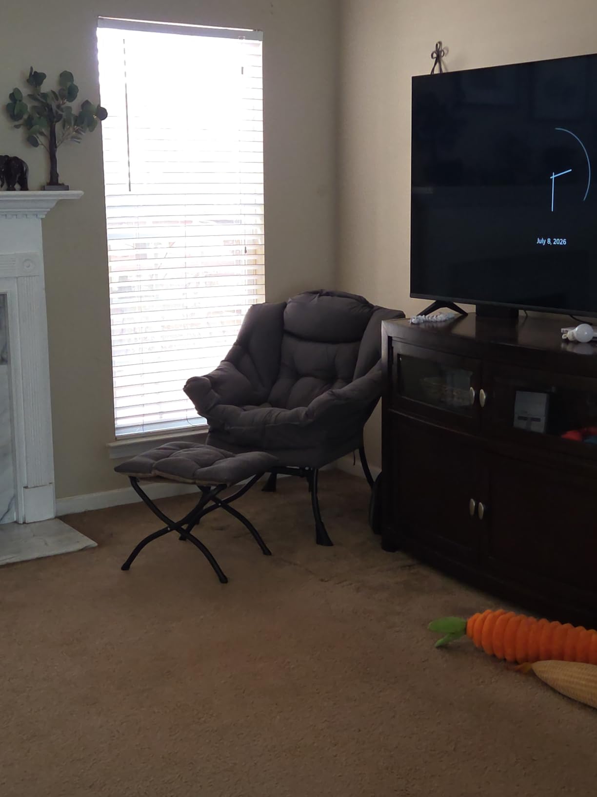 Lazy Chair with Ottoman, Comfy Chair with Pillow,Dark Grey customer photo 2