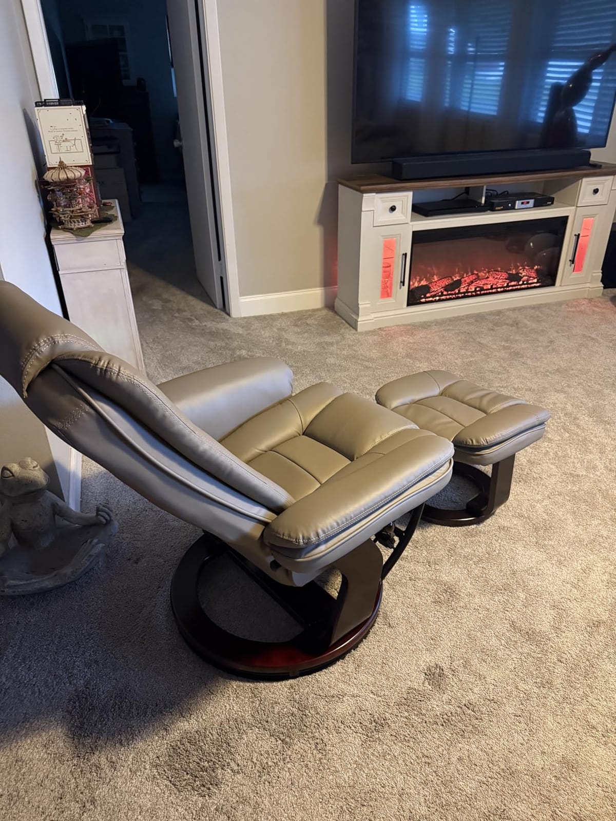 Swivel Recliner Chair with Ottoman Reclining Lounge Sofa Footrest, Set of 1 customer photo 1