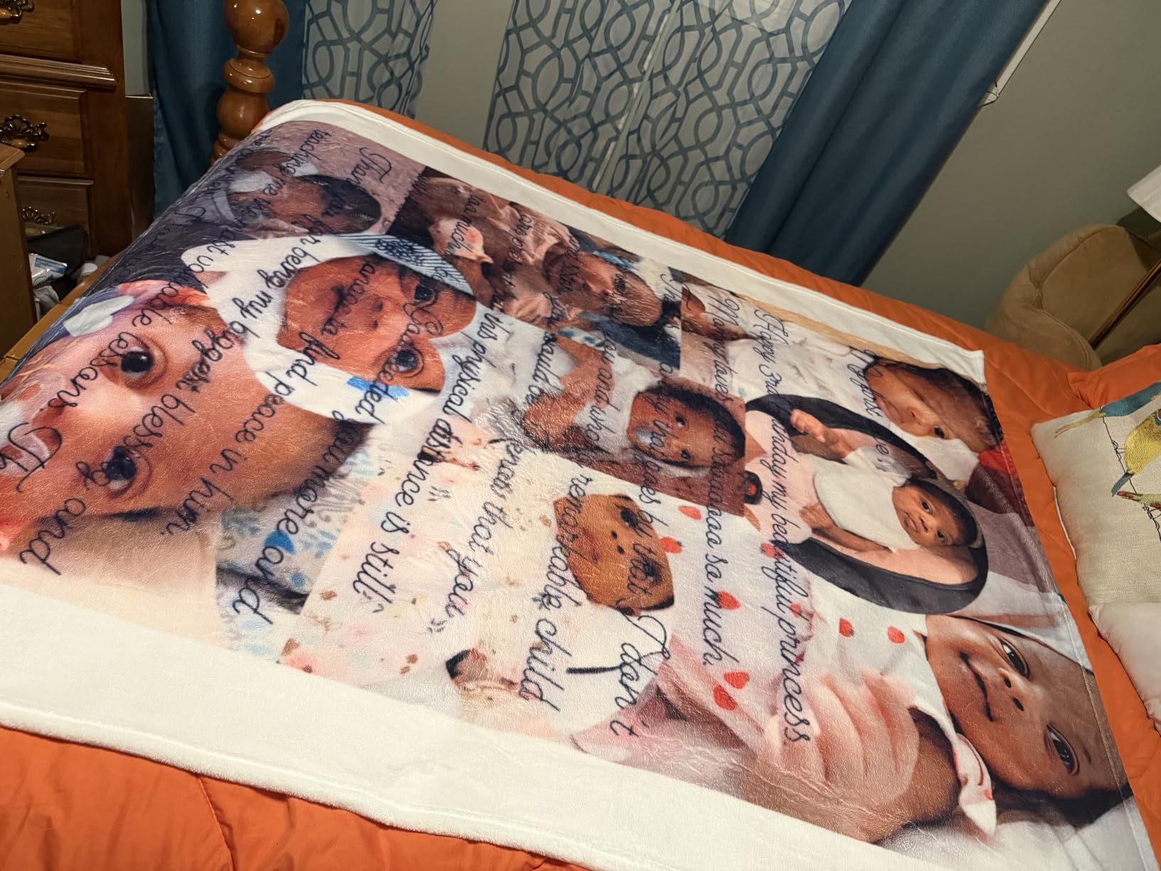 Custom Blanket with Picture Text, Personalized 1 Photo Blanket, HD Printing Customized Flannel Throw Blanket Gifts for Mom Dad Couple Girlfriend Boyfriend Wife Husband customer photo 2