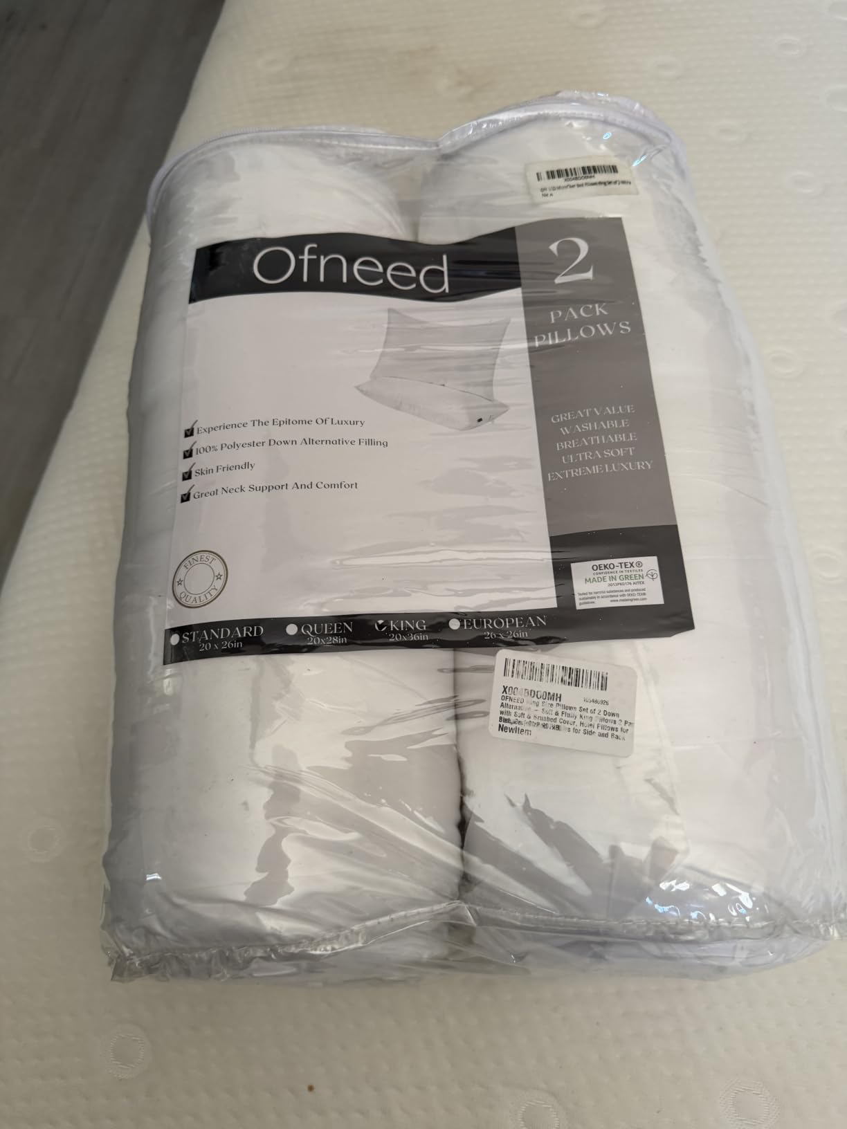 Queen Size Pillows Set of 2 Down Alternative – Soft & Fluffy Queen Pillow with Soft & Brushed Cover, Hotel Quality Pillows for Bed, Perfect Bed Pillows for Side and Back Sleepers, Size 20