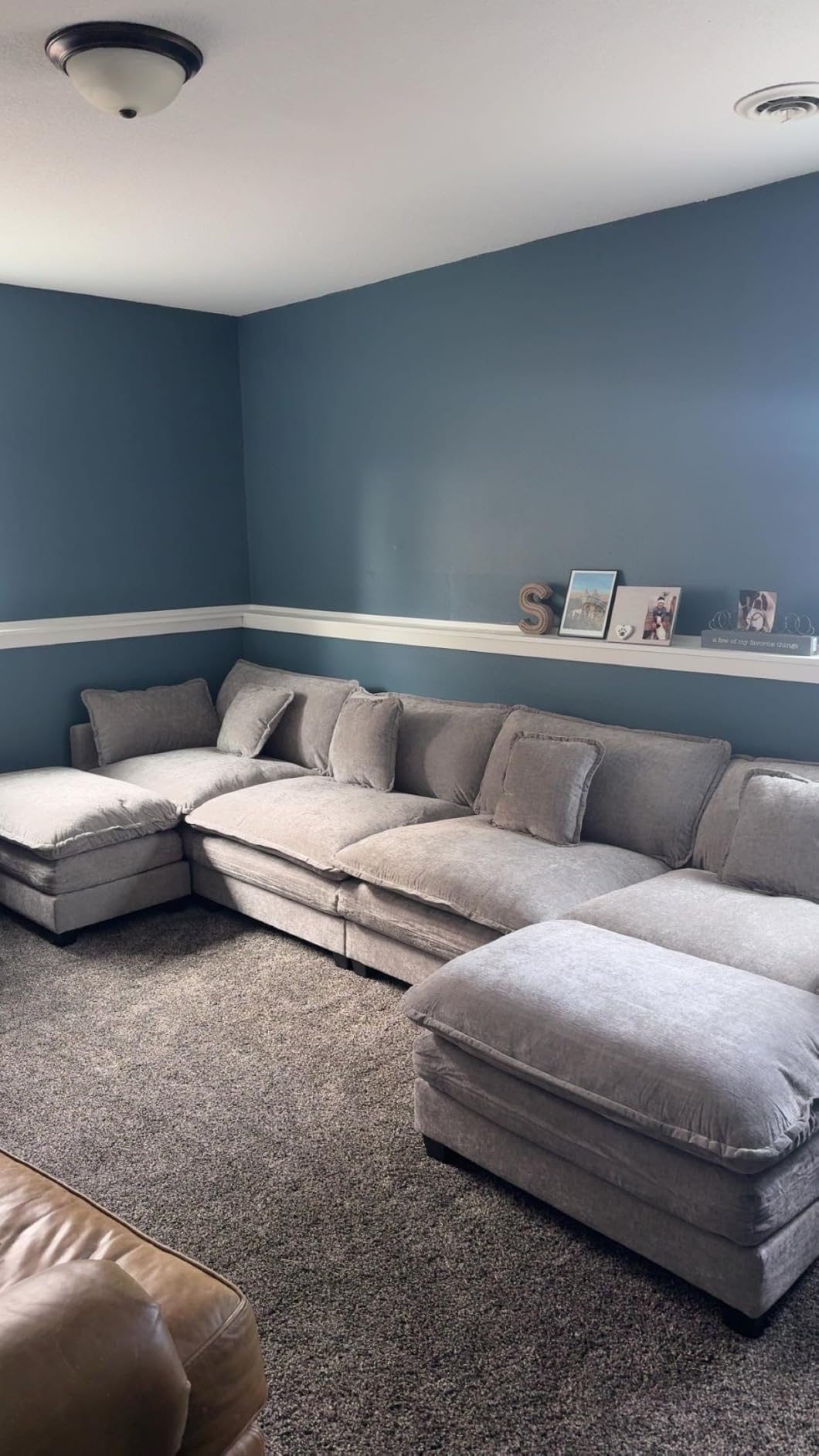 Ihanherry 111.4 Inch 3-Seater Cloud Sofa, Modular Sectional Couch, Modern Deep Seat Sofa for Living Room, Comfy Double Layer Upholstered Seat Cushion, Breathable Chenille Fabric, Beige customer photo 2