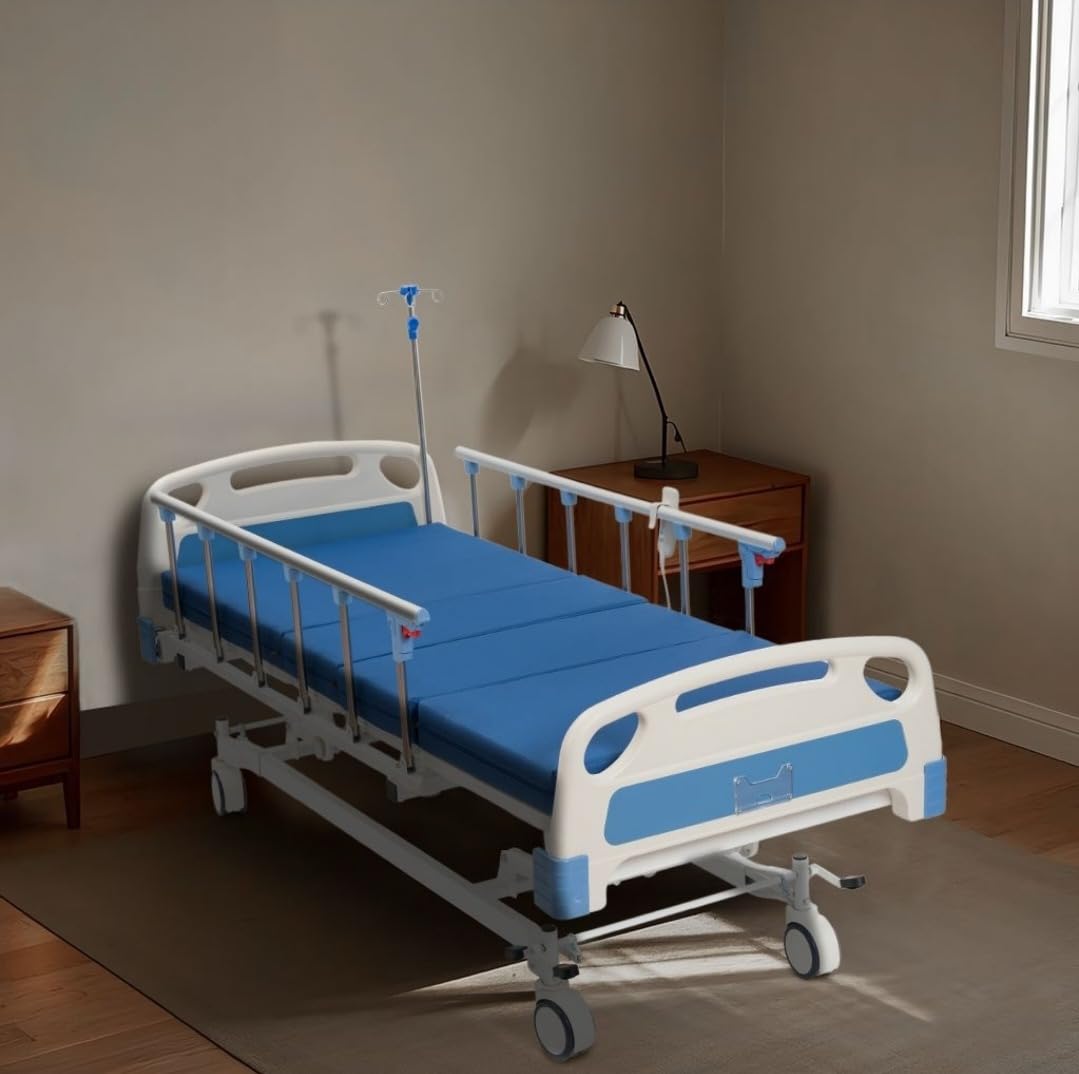 Real Relax Premium 3 Function Hospital Bed with Central Locking Casters | Full Electric Hospital Bed with 4” Foam Mattress, 5” Central Locking Casters, IV Pole, Height Adjustable, 530LBS Loading customer photo 1