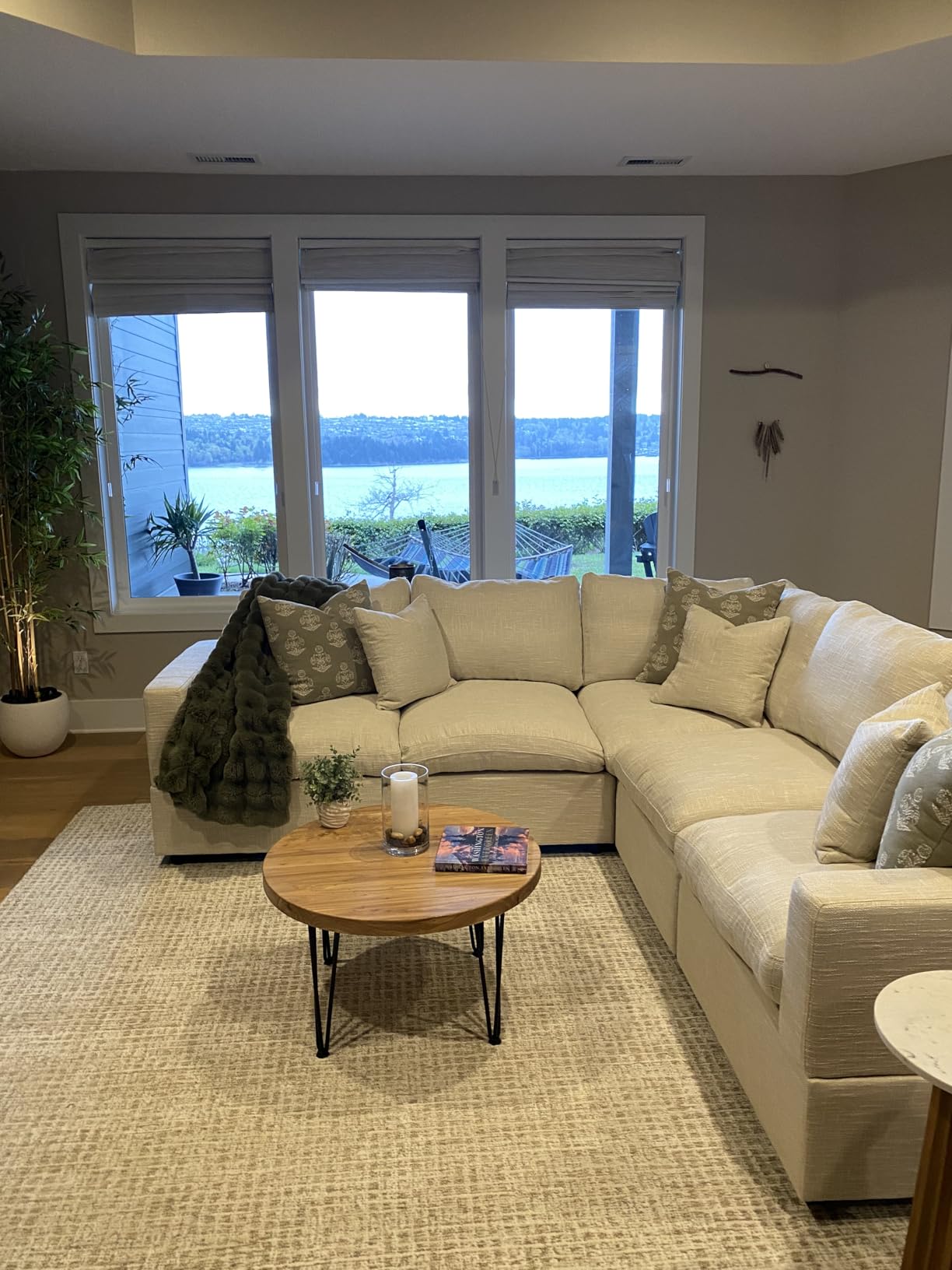 Cloud Sectional Linen Couch for Living Room V-Shape Sofas,5 Seat Modern Modular Sofas,Couches Cushion Covers Removable,Cozy Down Filled Sofa for Apartment Beige customer photo 2