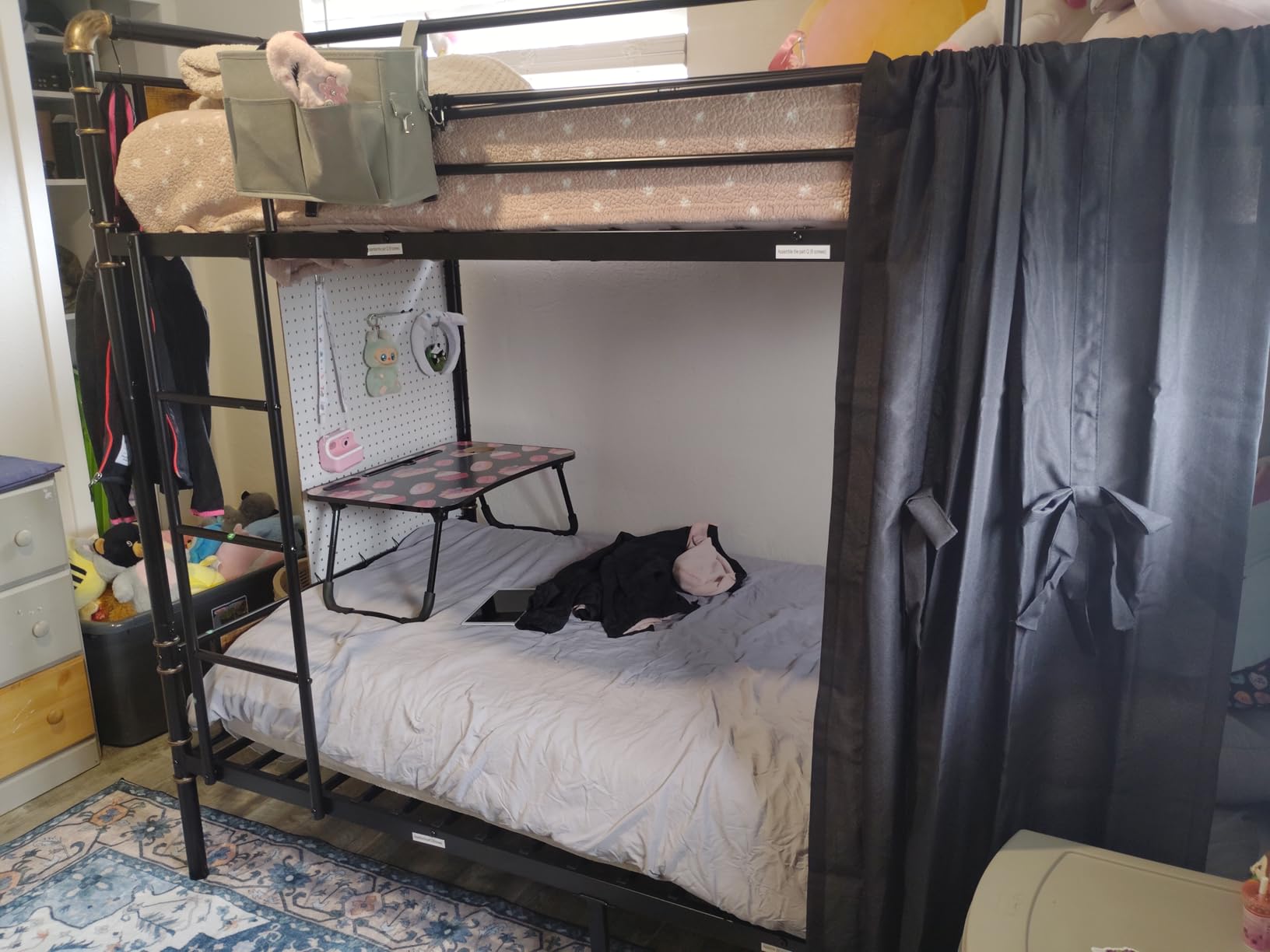 Jocoevol Metal Bunk Bed Twin Over Twin, Industrial Bunkbeds Heavy Duty Bed with Safety Guard Rails and Space-Saving Design, Steel Bed for School, Bedroom (Vintage Brown) customer photo 1