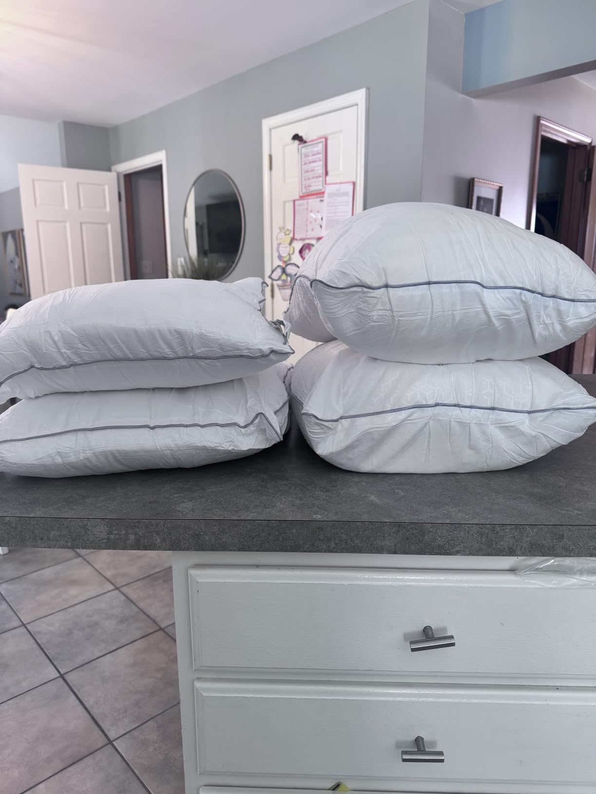 Sasttie Firm Pillows Queen Size Set of 2, Bed Pillows for Side, Back, and Stomach Sleepers - Oeko-Tex Certified Down Alternative Plump Filling - Hotel Quality and Machine Washable, 2 Pack customer photo 2