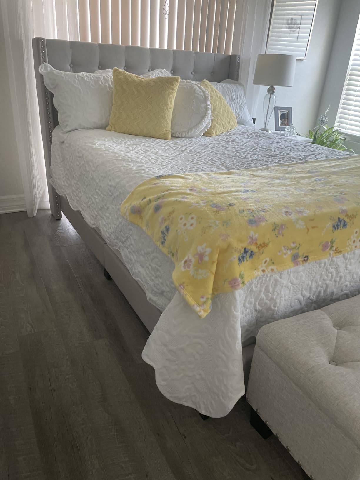Oversized California King Bedspreads 120x120 for Extra Tall Split Cal King Bed Lightweight Quilted Coverlet Set 3 Pieces 1 Quilt 2 Pillow Shams White customer photo 2