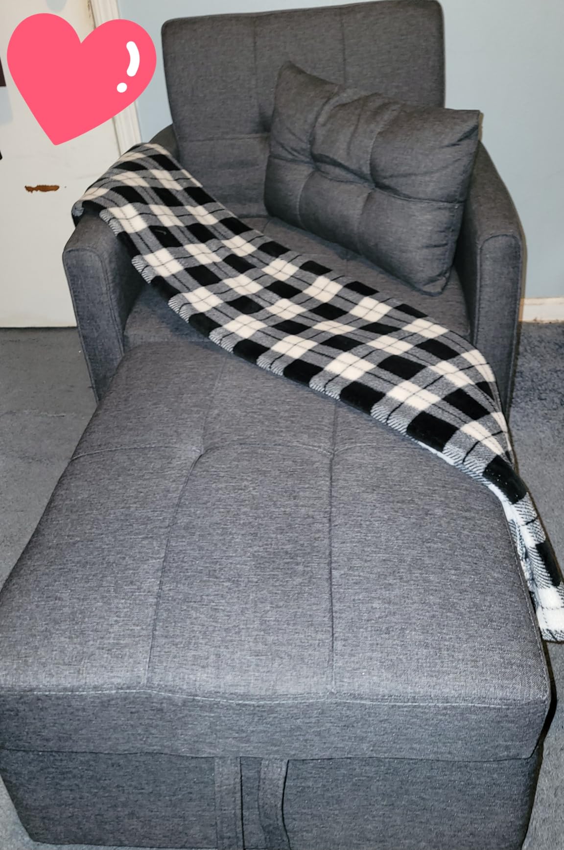 Ahomly Convertible Sofa Chair Bed, 3-in-1 Linen Pull Out Chair, Dark Gray customer photo 1