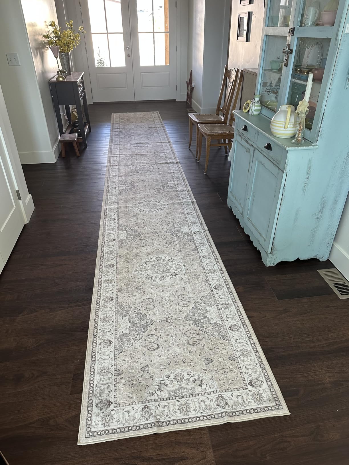 8x10 Living Room Rug for Family- Washable Oriental Stain Resistant Rugs for Bedroom Nursery Non Slip Ultra Soft Carpet for Dining Room Medallion Farmhouse Home Decor Floor Decoration Mat (8x10 Beige) customer photo 1