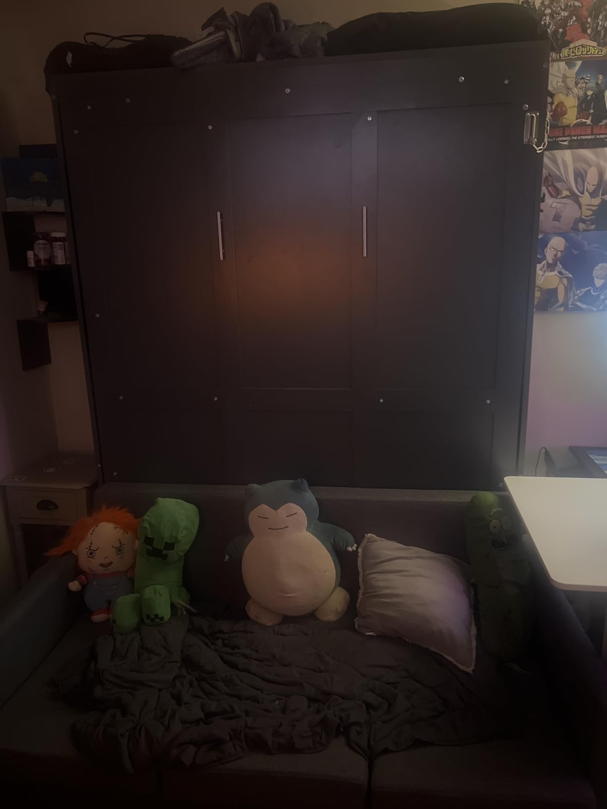 Full Size Murphy Bed, Wooden Full Murphy Bed with Cushion, Wall Bed with Sofa for Home Office or Small Room, Gray customer photo 1