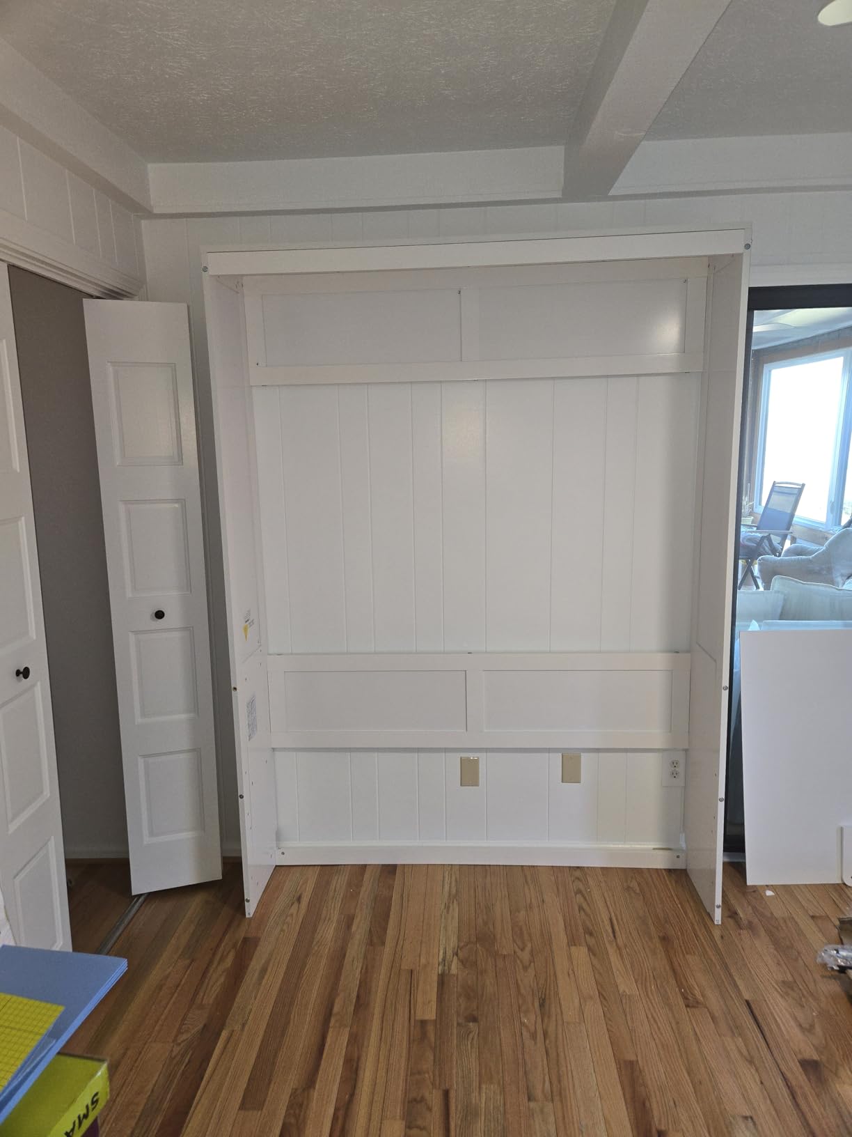 Full Size Murphy Bed, Wooden Full Murphy Bed with Cushion, Wall Bed with Sofa for Home Office or Small Room, Gray customer photo 2