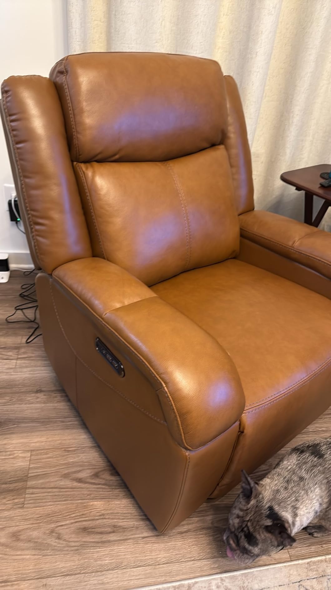 Watson & Whitely Genuine Leather Wall Hugger Power Recliner, Cream customer photo 1