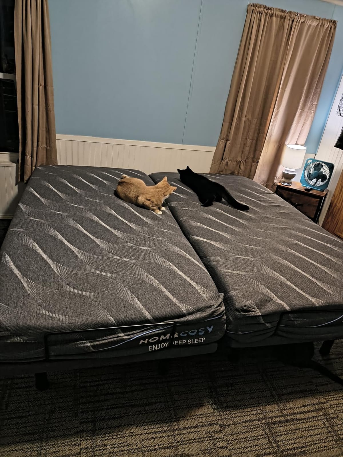 Vipbear Queen Adjustable Bed Frame with Massage, 14 Inch Blue Gel Memory Foam Medium-Firm Mattress in Box, Adjustable Bed Base with Thickened Foam Frame, Voice Control,Adjustable Legs,Smart Bed customer photo 2
