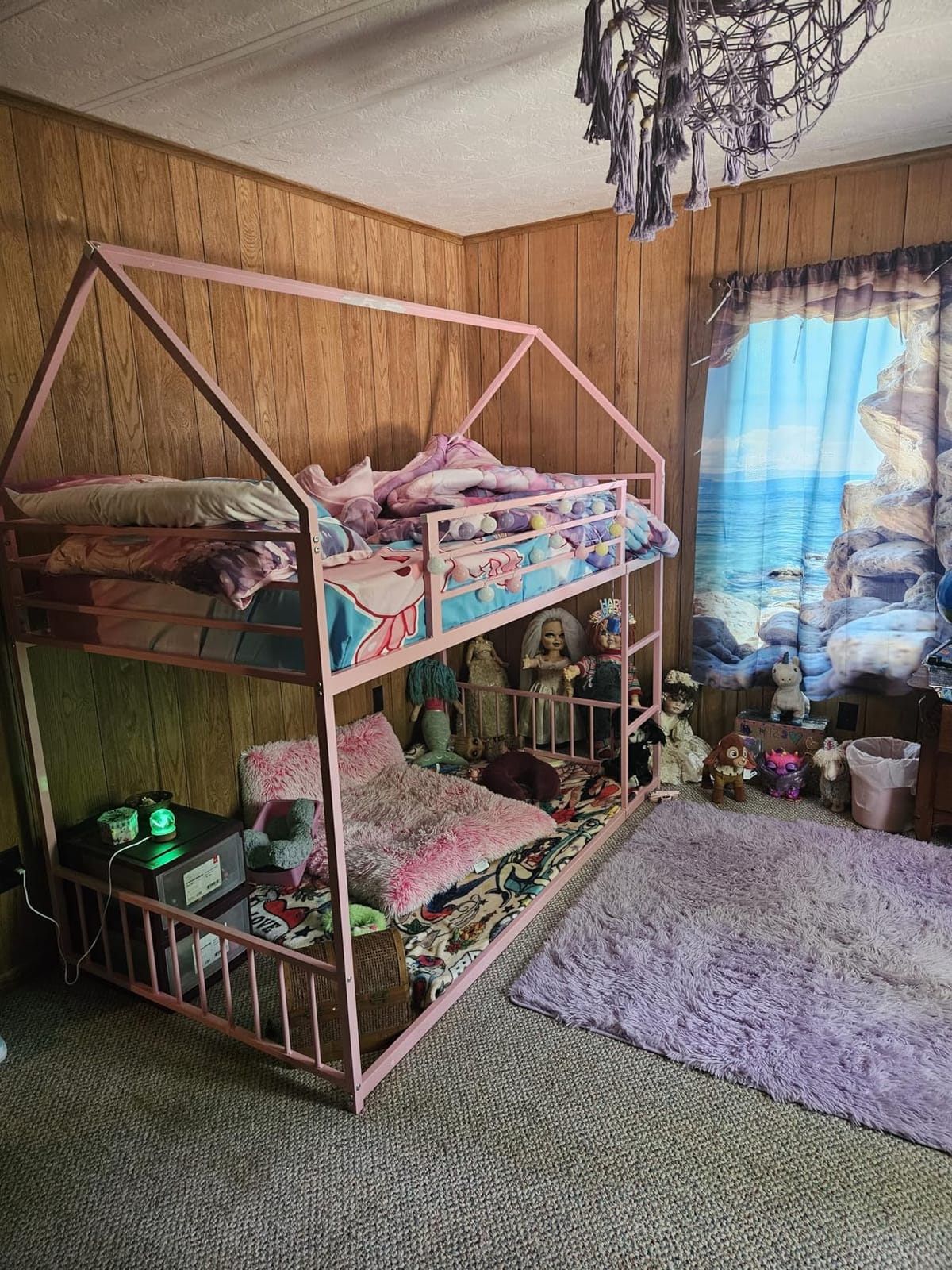 LIKIMIO Bunk Bed Twin Over Twin, House Bunk Bed Frame with Ladder, White | Twin Over Twin Bunk Bed. Metal frame with guardrails. House shaped with Metal Slats for bedroom. No box spring. Space Saving customer photo 2