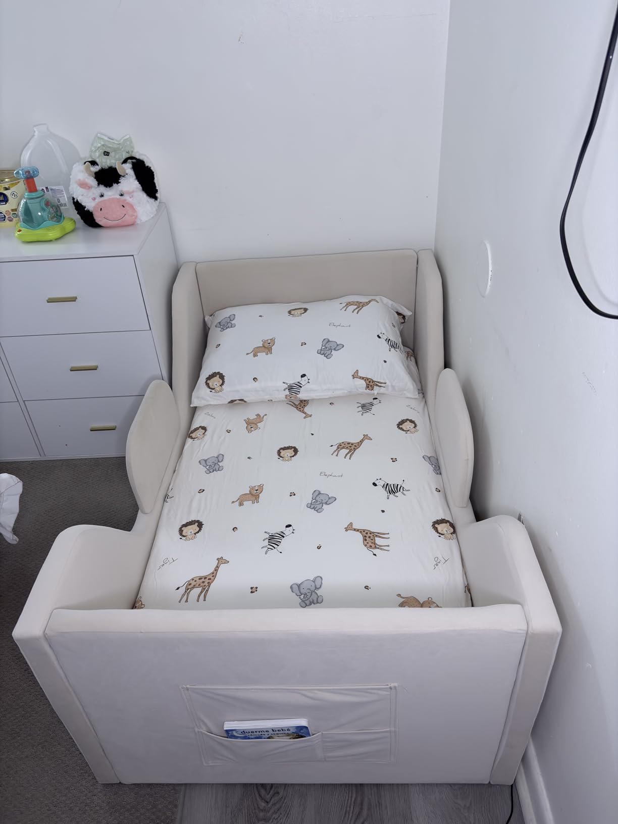 Zumspiel Toddler Floor Bed with Removable Safety Rails and Storage Bag, Kids Bed for Girl and Boys, Standard Crib Size, Safety Upholstered Child Beds, Low to Floor Design customer photo 2