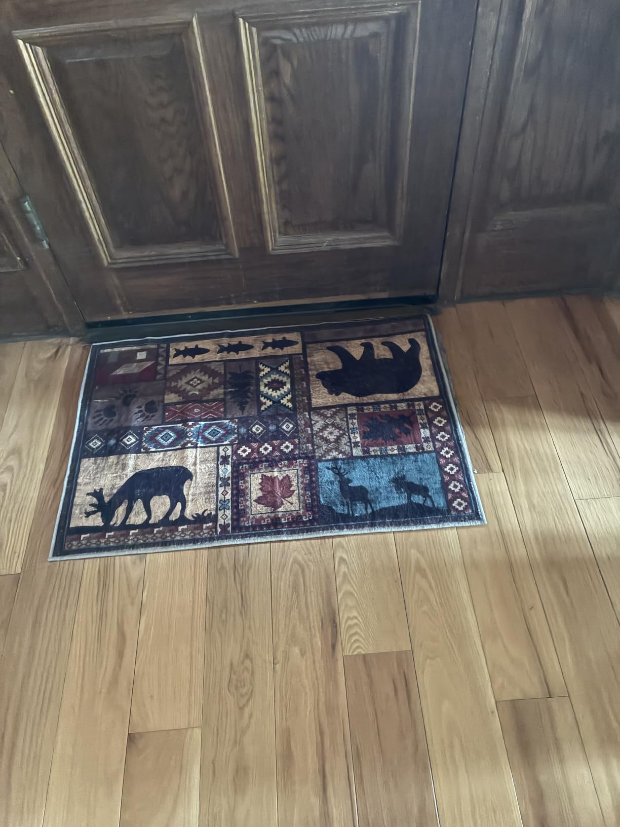 YIHOUSE Washable Rustic Cabin Area Rugs 5x7 Brown customer photo 1