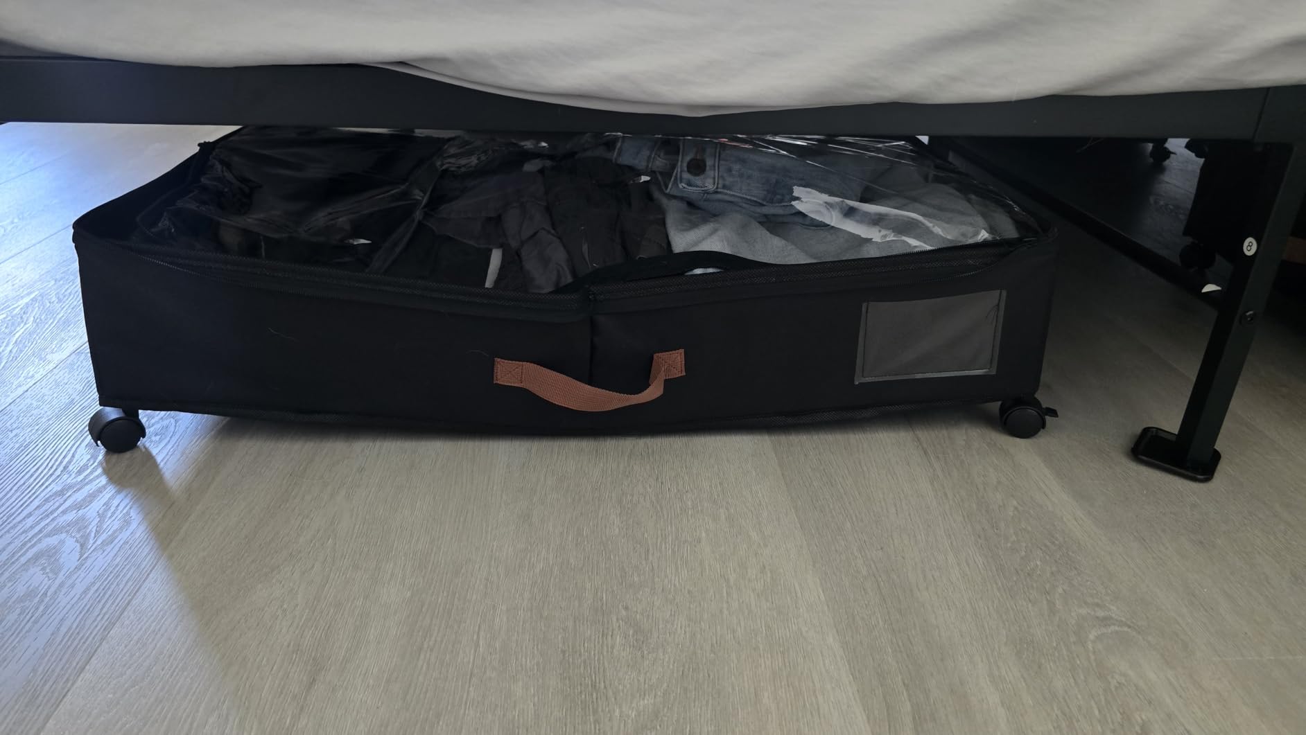 Under Bed Storage with Wheels,2-Pack Under Bed Storage Containers with Clear Lids,XXL Large Under the Bed Storage Organizer Bins With Handles,Space Saving Design for Clothes,Shoes,Books-Black customer photo 1