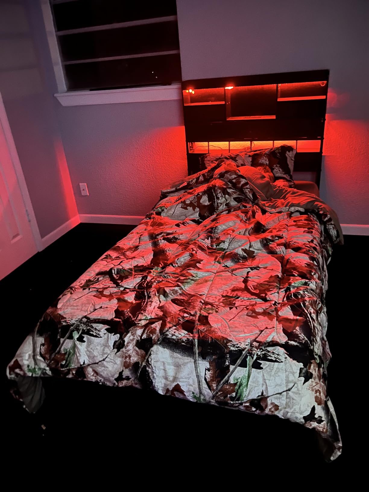 BTHFST Twin Bed Frame with Storage Headboard,Charging Station,Lights, White customer photo 1