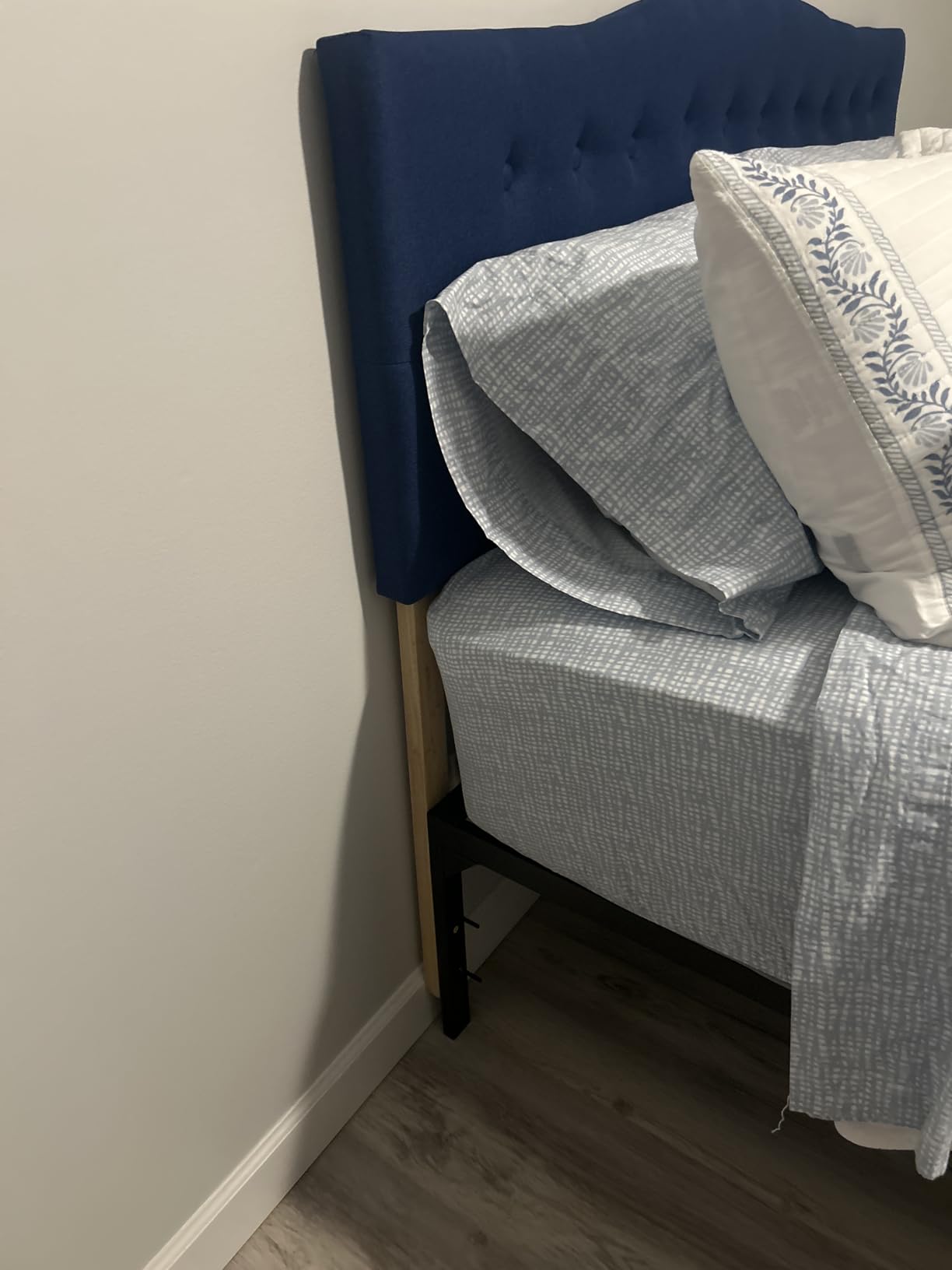 Tufted Headboard California King Size, Sturdy Solid Wood Head Board, White customer photo 1