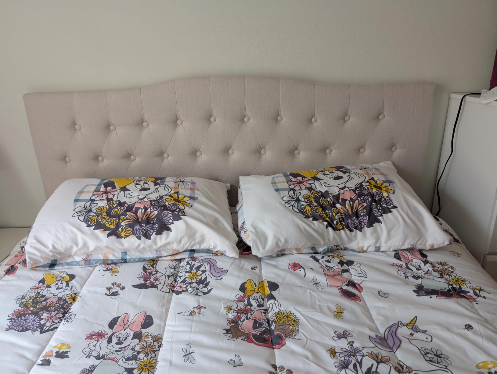 Tufted Headboard California King Size, Sturdy Solid Wood Head Board, White customer photo 2