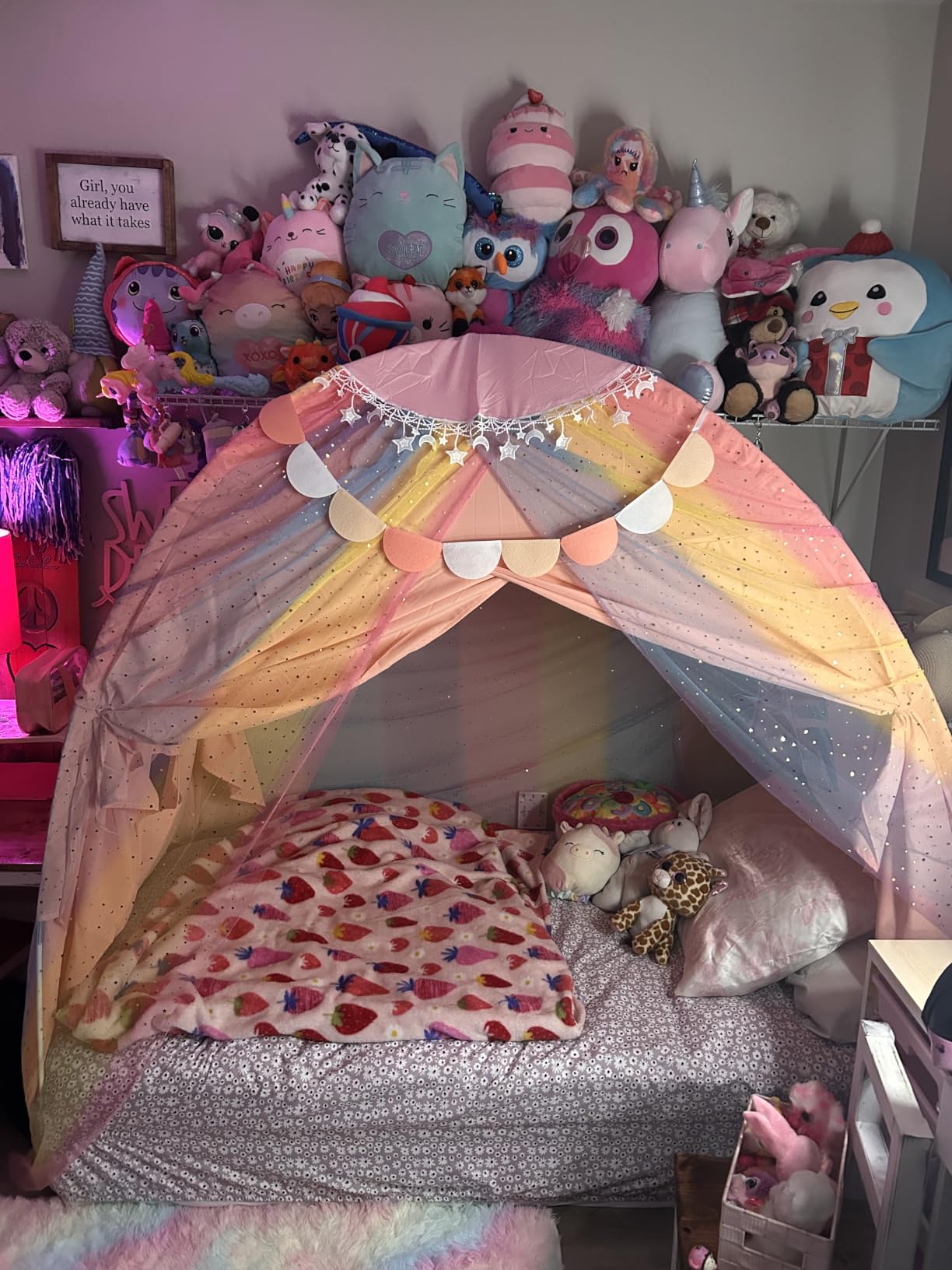 Full Size Bed Canopy for Kids, Girls Bed Tent Privacy Floor Sleep Tents customer photo 2