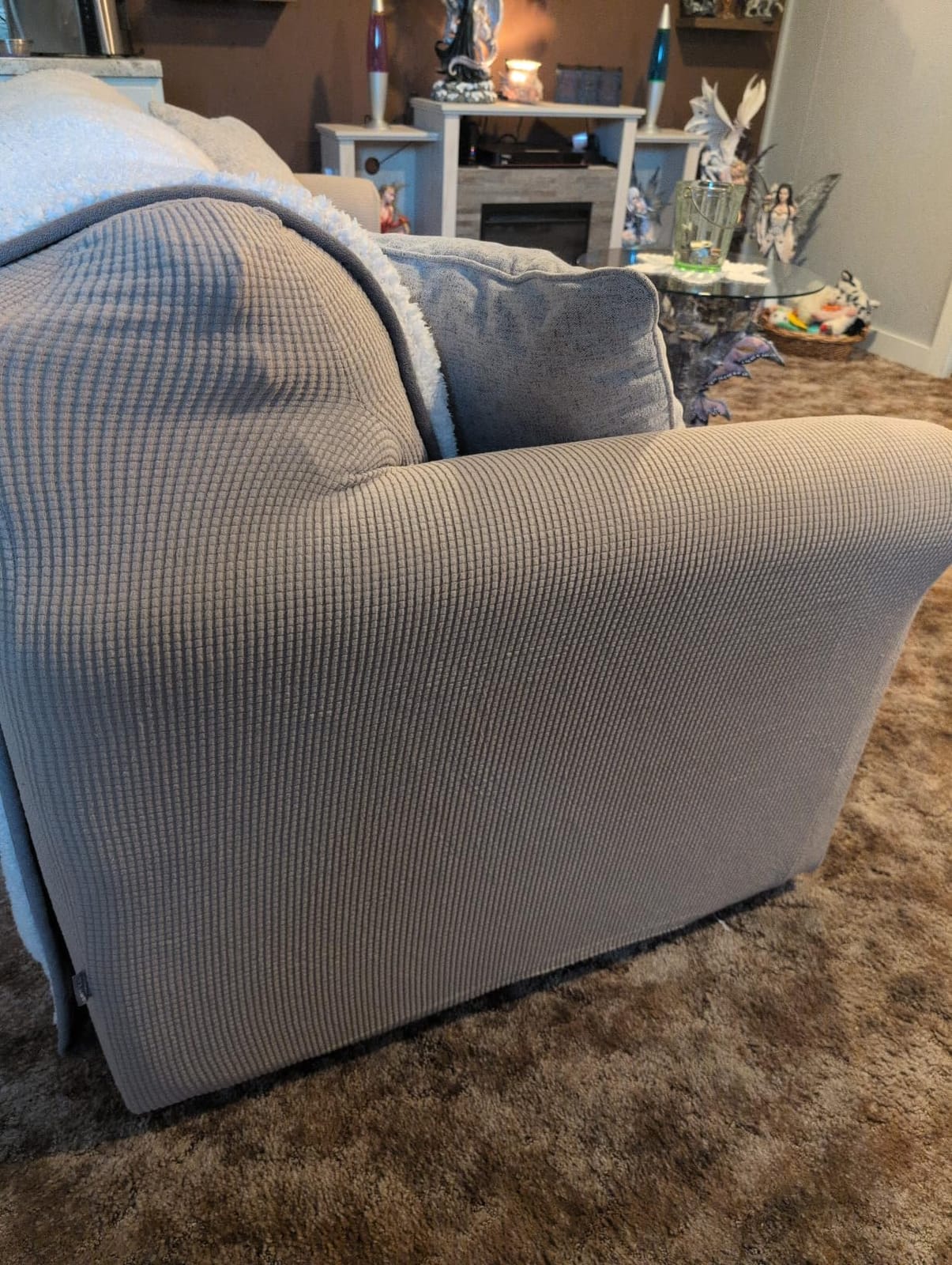 H.VERSAILTEX 4 Piece Stretch Sofa Covers for 3 Cushion Couch Covers for Living Room Furniture Slipcovers (Base Cover Plus 3 Seat Cushion Covers) Thicker Jacquard Fabric (Large Sofa, Dusty Blue) customer photo 1