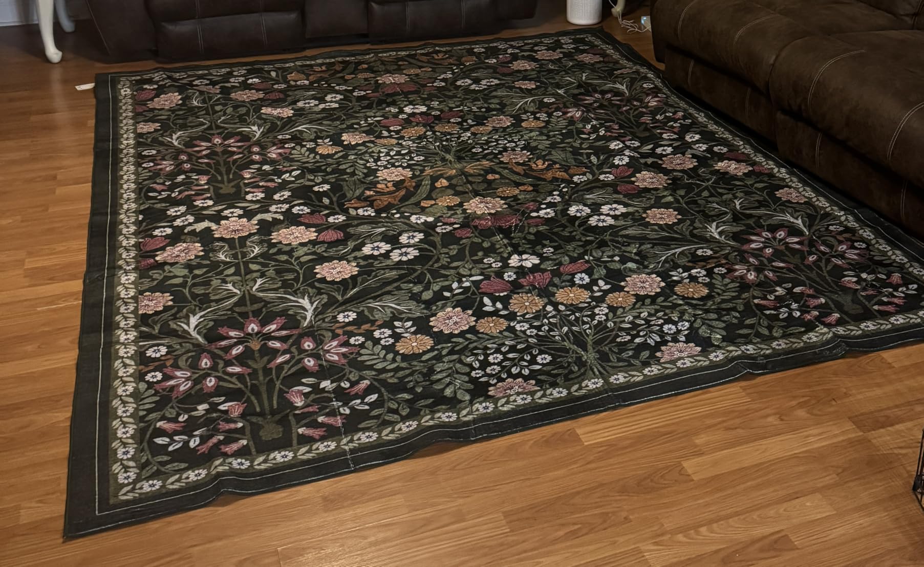 PLHXFR 8x10 Area Rug Living Room: Floral Washable Boho Carpet Dark Green customer photo 1