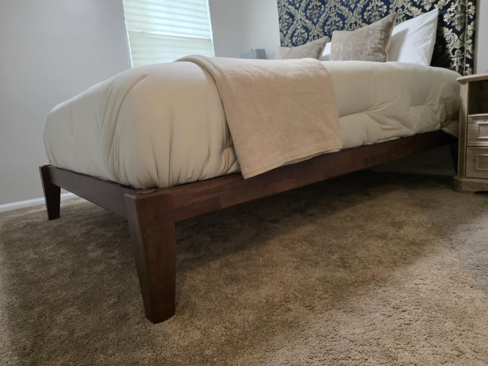 Thor Premium Solid Wood Bed Frame Queen, Japanese Joinery Bed Frame with Wood Slat Support, Platform Bed, No Box Spring Needed, Easy Assembly, Minimalist & Modern Style (Light Brown) customer photo 2