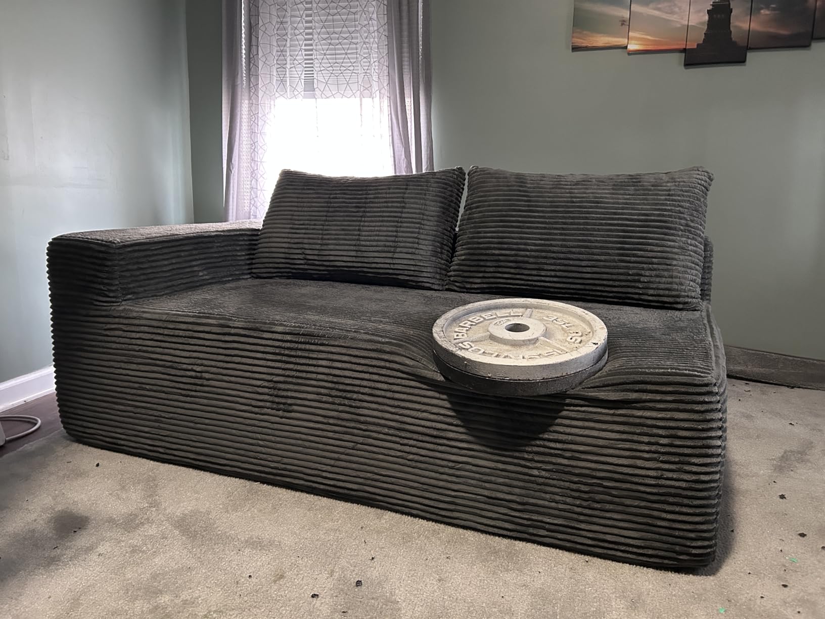 Mangodan 110” Boneless Couch, Cloud Sectional Sofa for Living Room, Black customer photo 2