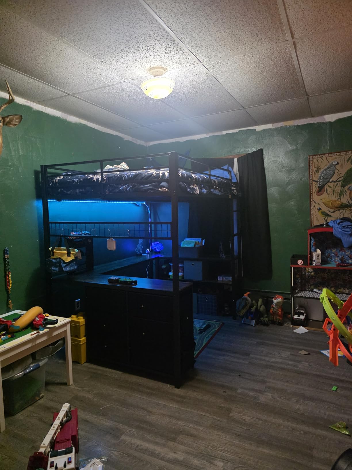 ADORNEVE Loft Bed Full Size with U-Shaped Desk, 6 Storage Drawers,White | Metal Loft Bed with Power Outlet, LED Light, 2 Storage Shelves, Safety Guardrail & Ladders, No Box Spring Needed customer photo 1