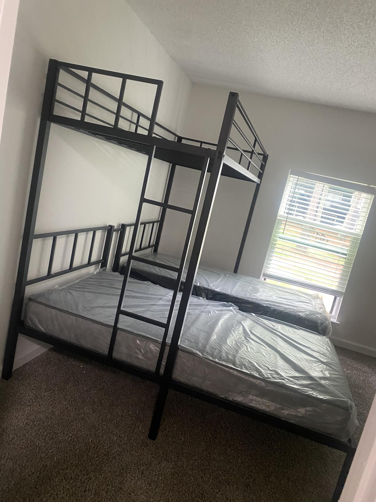 Heavy Duty Triple Bunk Bed for 3, Twin Over Twin Over Twins with Guardrails and Ladder, Metal Bunk Bed, 3 Bed Teens and Adults, No Box Spring Needed (Black) customer photo 2
