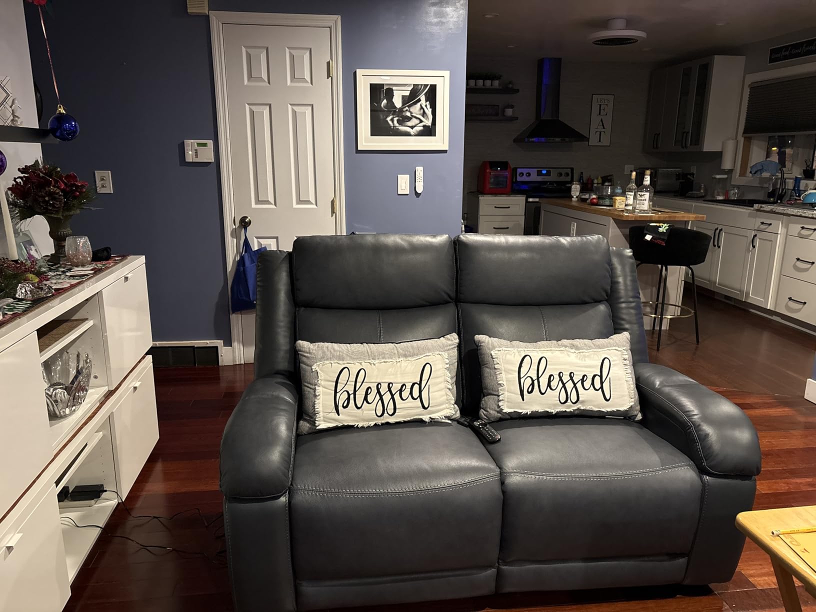 Watson & Whitely Genuine Leather Wall Hugger Power Recliner Loveseat, Brown customer photo 1