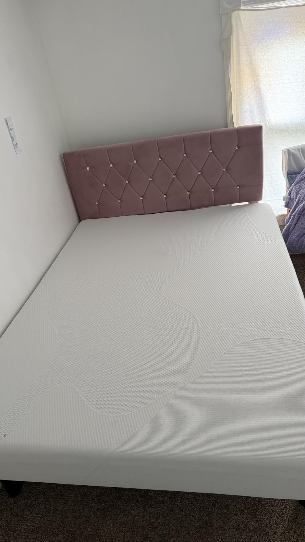 VECELO Twin Size Bed Frame with Storage Drawers, Leather Upholstered with Diamond Tufted Headboard, Solid Wood Slat Support, No Box Spring Needed, PU & White customer photo 1