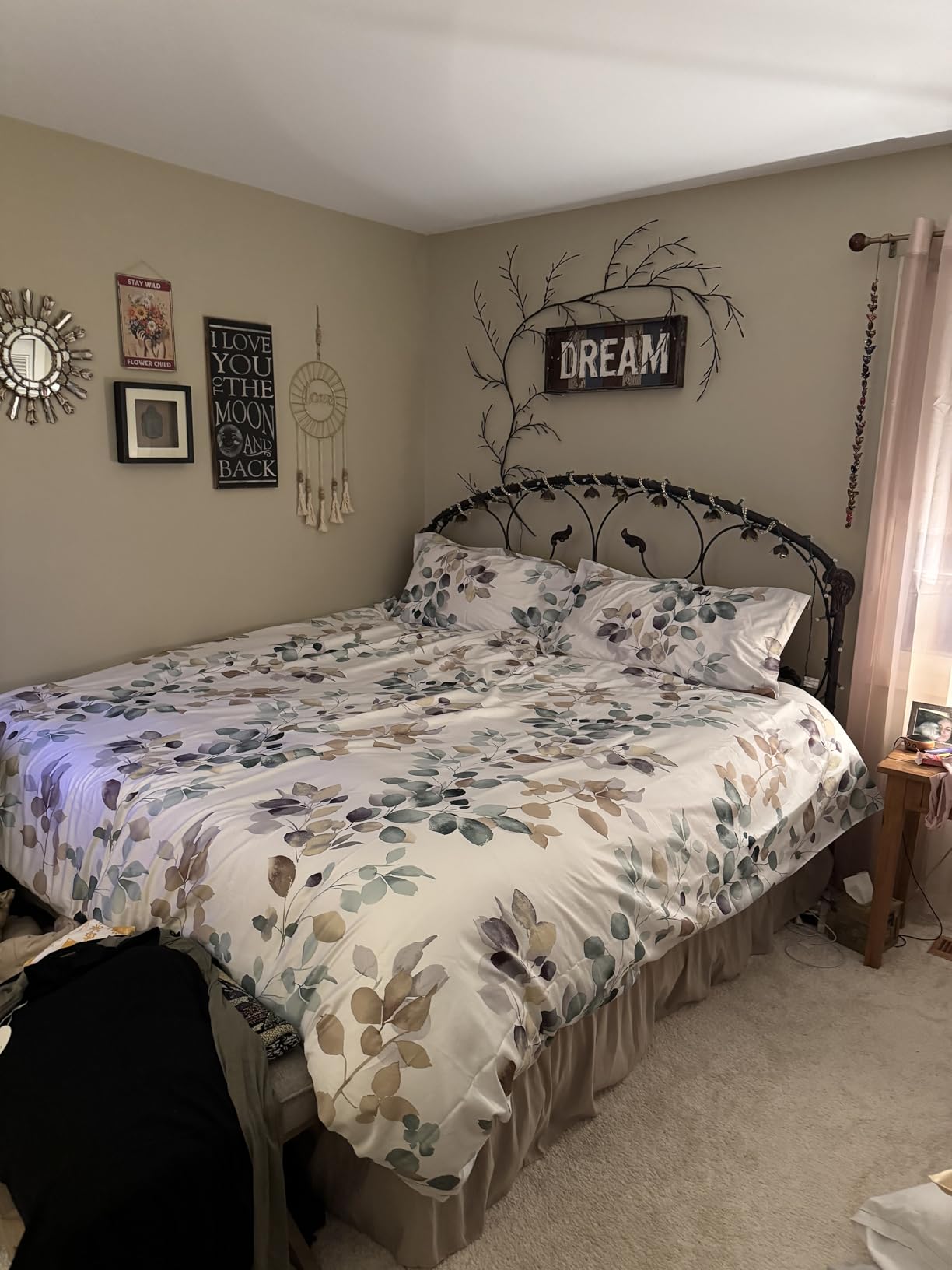 MILDLY Greige Floral Duvet Cover Set 3pcs Elegant for All Season Queen customer photo 1